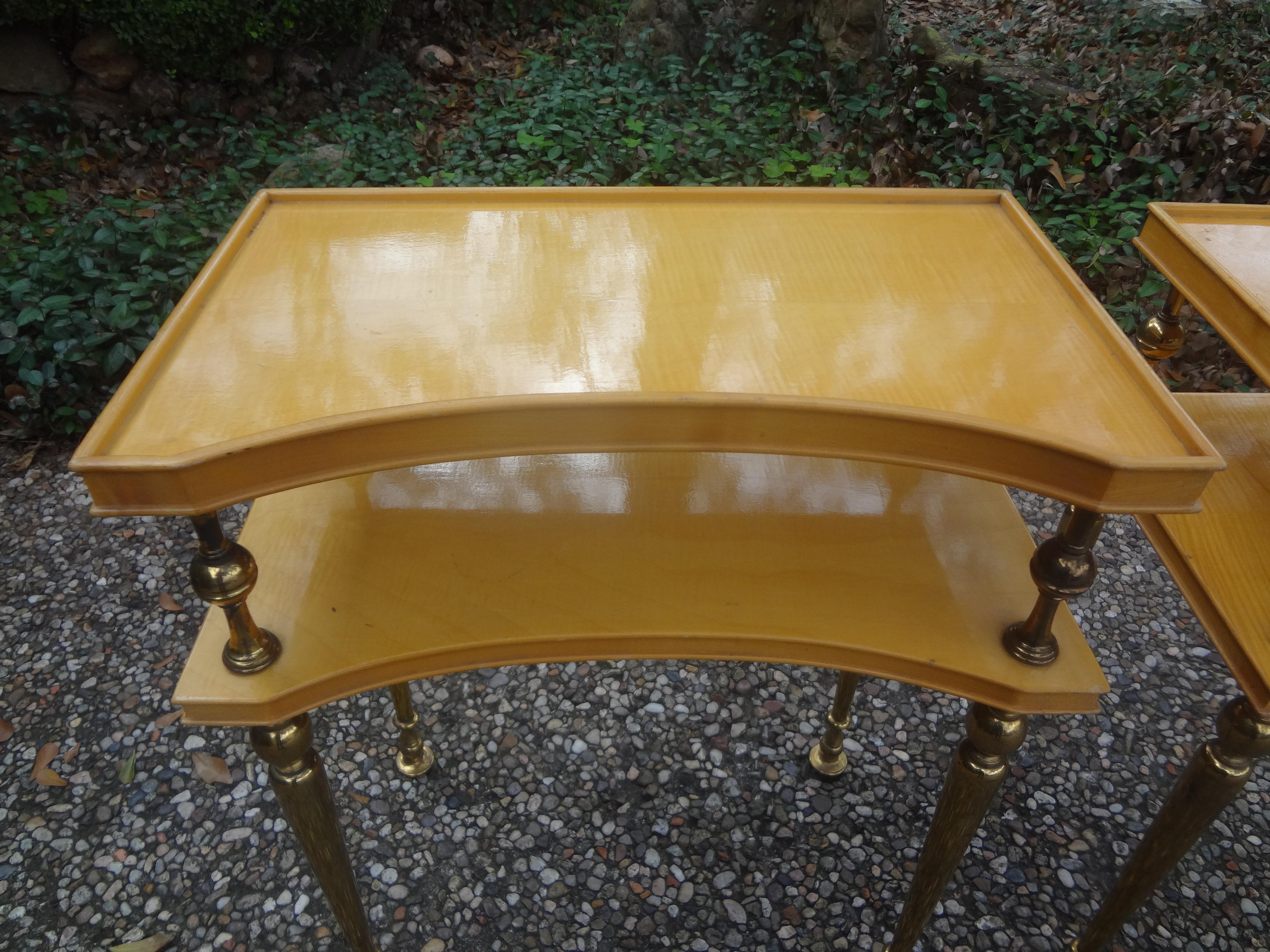 Pair of French Tables Inspired by Jacques Adnet In Good Condition For Sale In Houston, TX