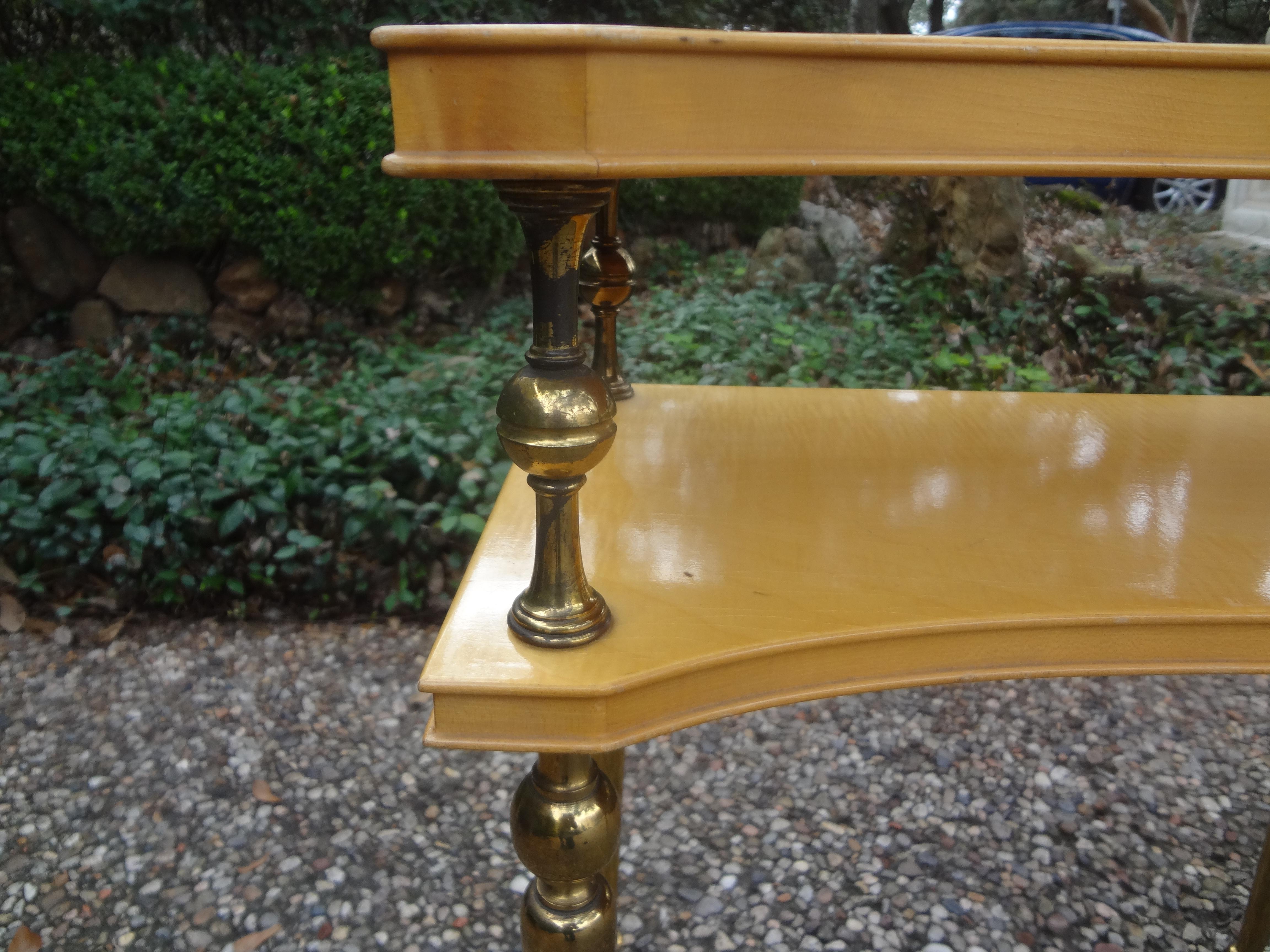 Brass Pair of French Tables Inspired by Jacques Adnet For Sale