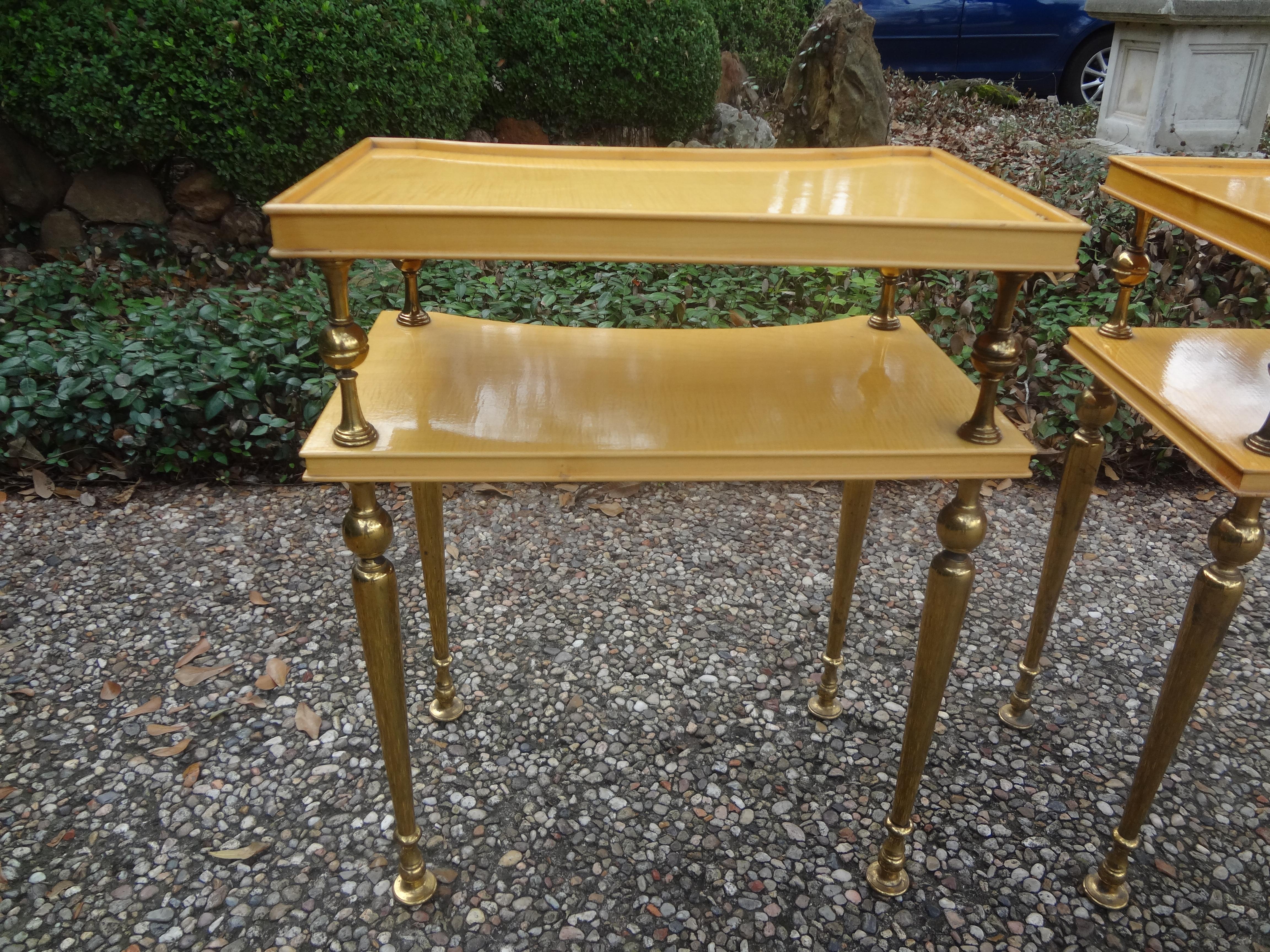 Pair of French Tables Inspired by Jacques Adnet For Sale 3