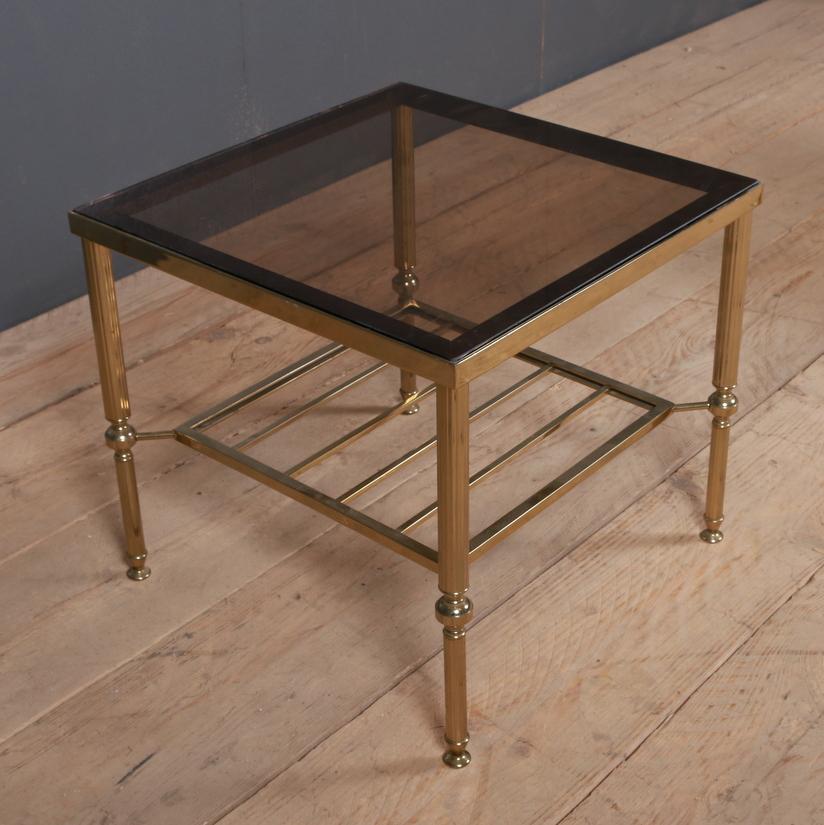 20th Century Pair of French Brass and Glass Lamp Tables