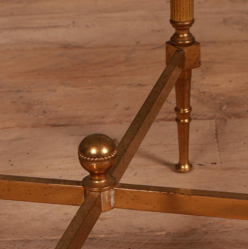 20th Century Pair of French Brass and Glass Lamp Tables