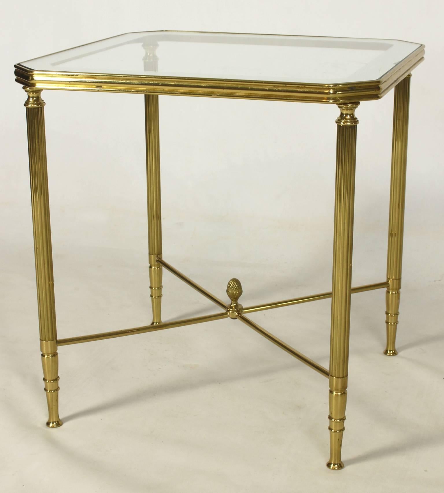 Pair of French Brass and Glass Side Tables 2