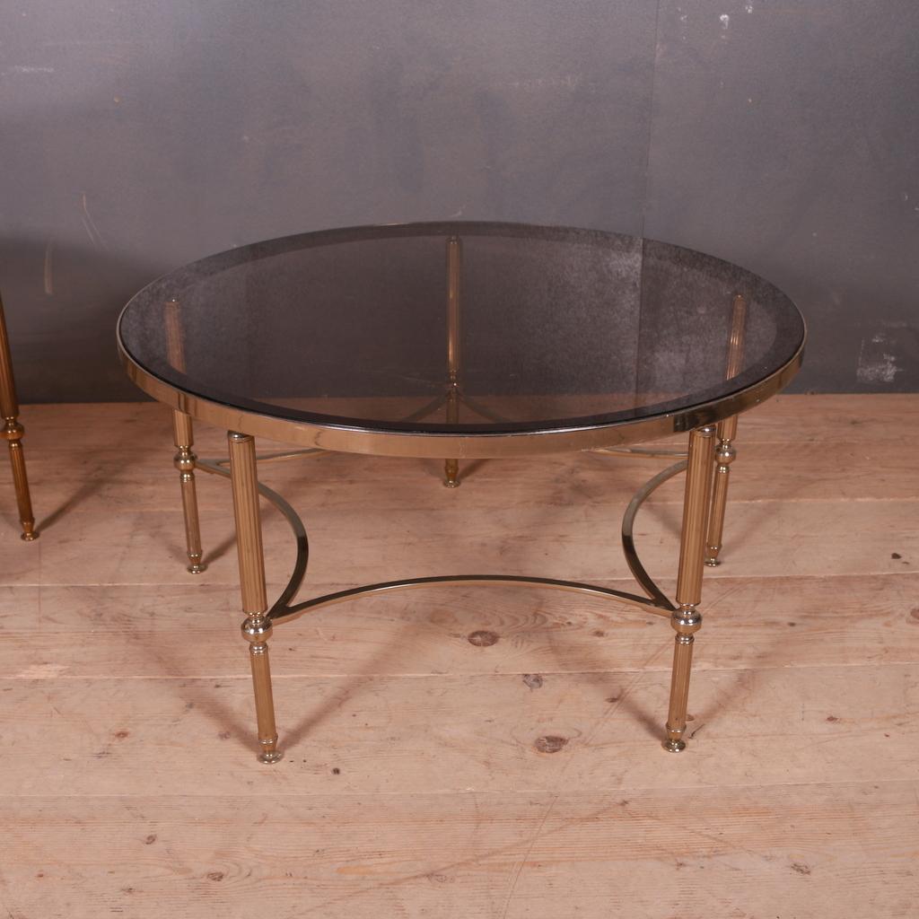 Pair of French Brass and Glass Tables In Good Condition In Leamington Spa, Warwickshire
