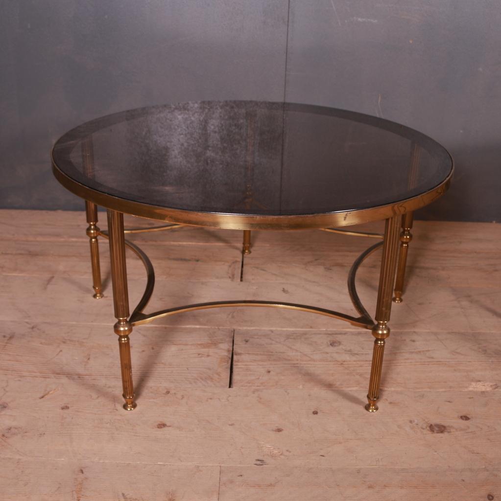 20th Century Pair of French Brass and Glass Tables