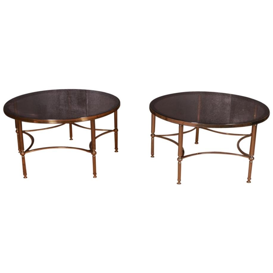 Pair of French Brass and Glass Tables