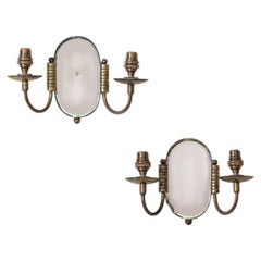 Pair of French Brass and Mirror Sconces