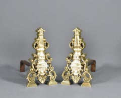 Pair of French Brass Andirons (Fire Dogs), Early 20th Century