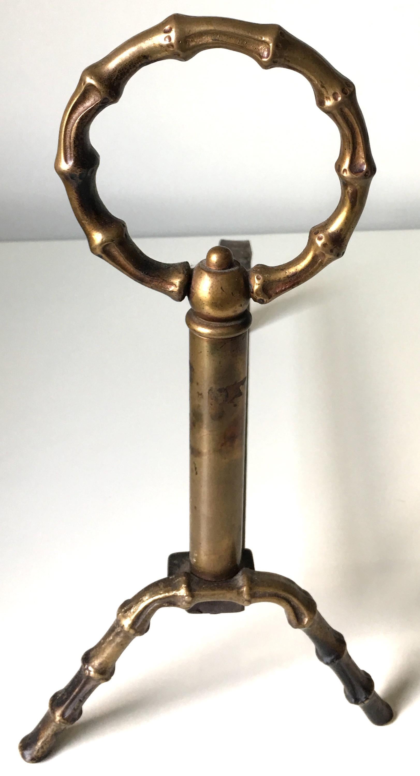 Pair of French Brass Bamboo Andirons 6