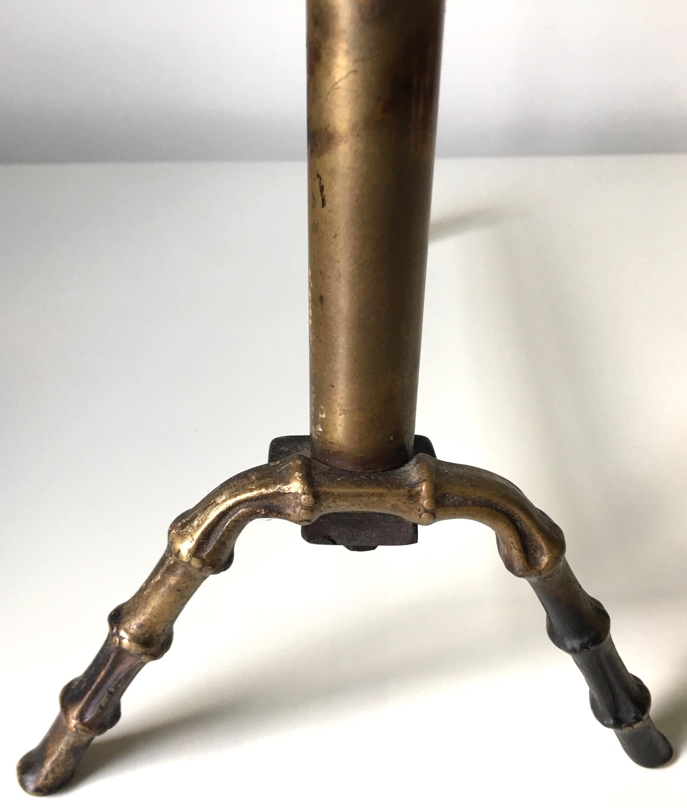 Pair of French Brass Bamboo Andirons In Good Condition In Stamford, CT