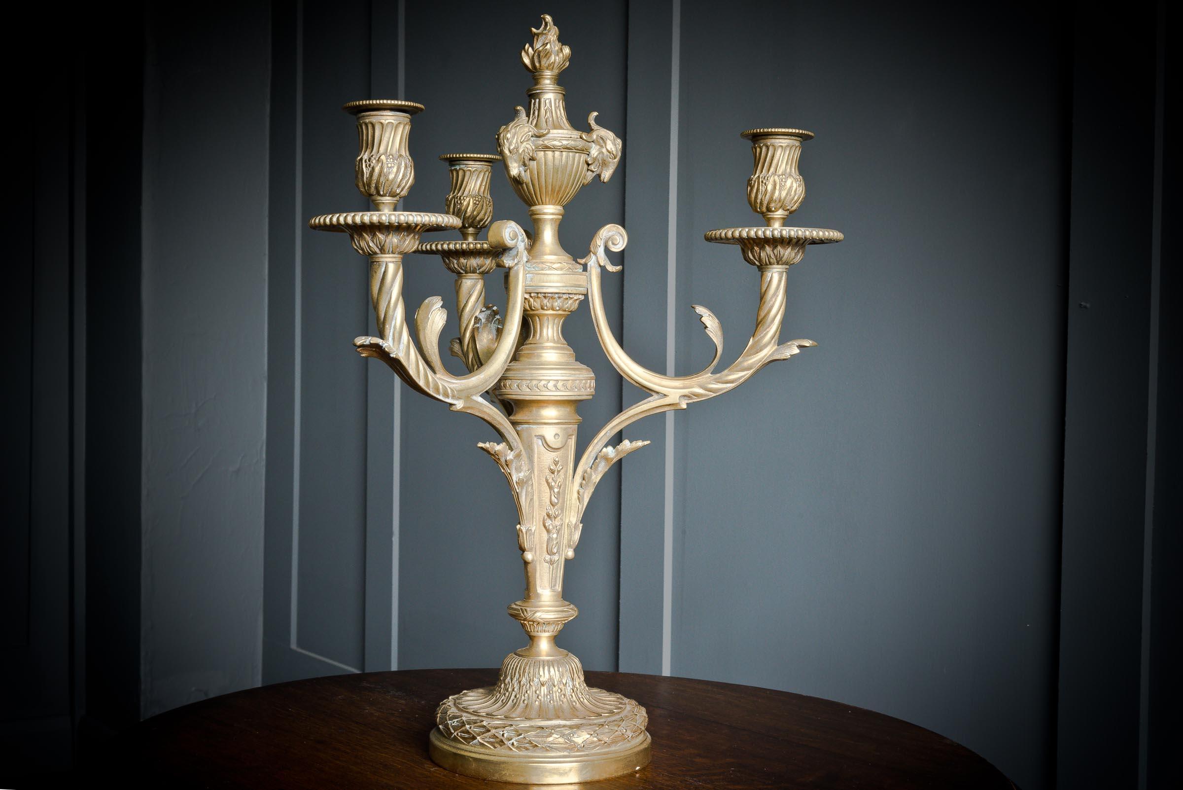 French Provincial Pair of French Brass Candle Sticks For Sale