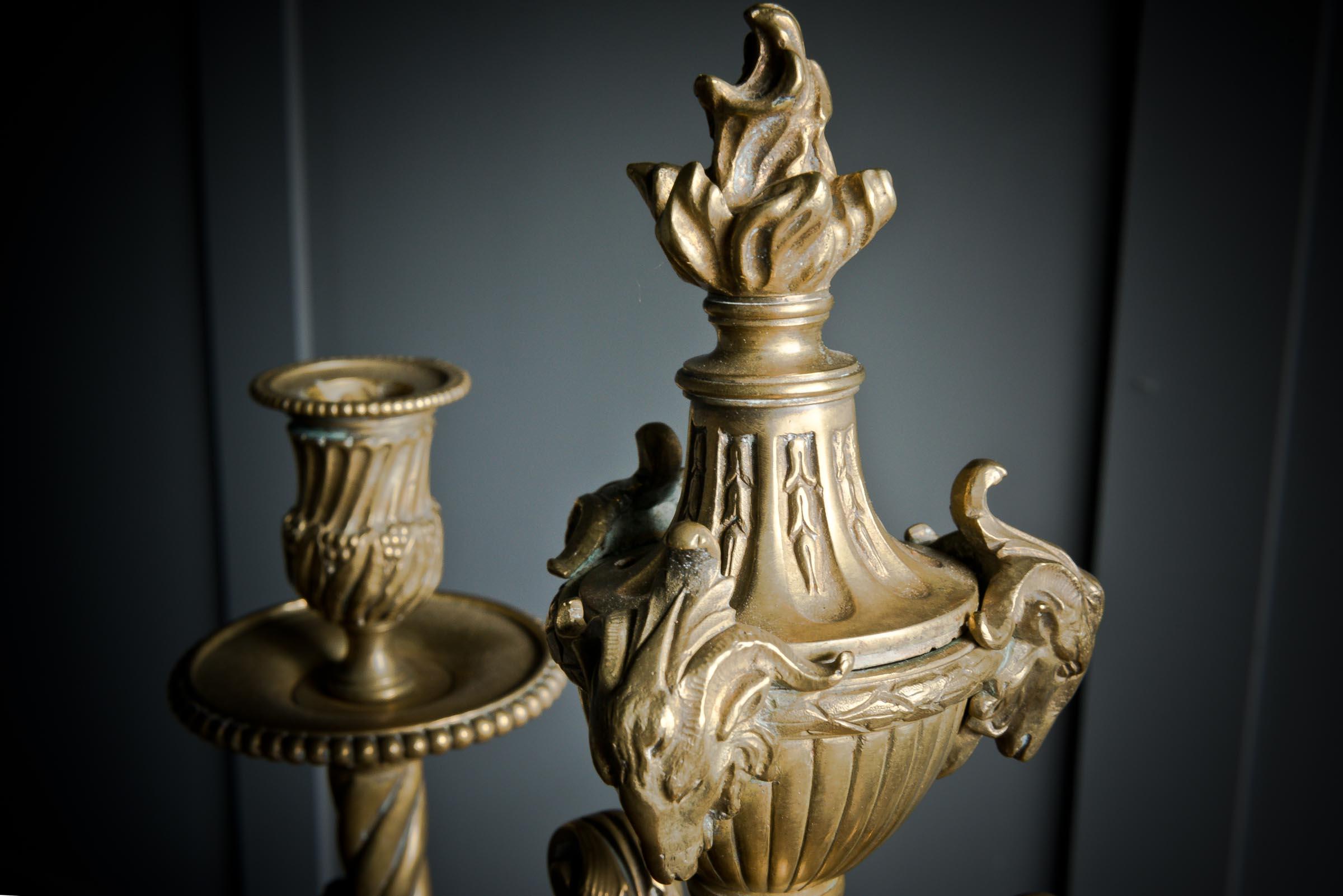 Pair of French Brass Candle Sticks For Sale 3
