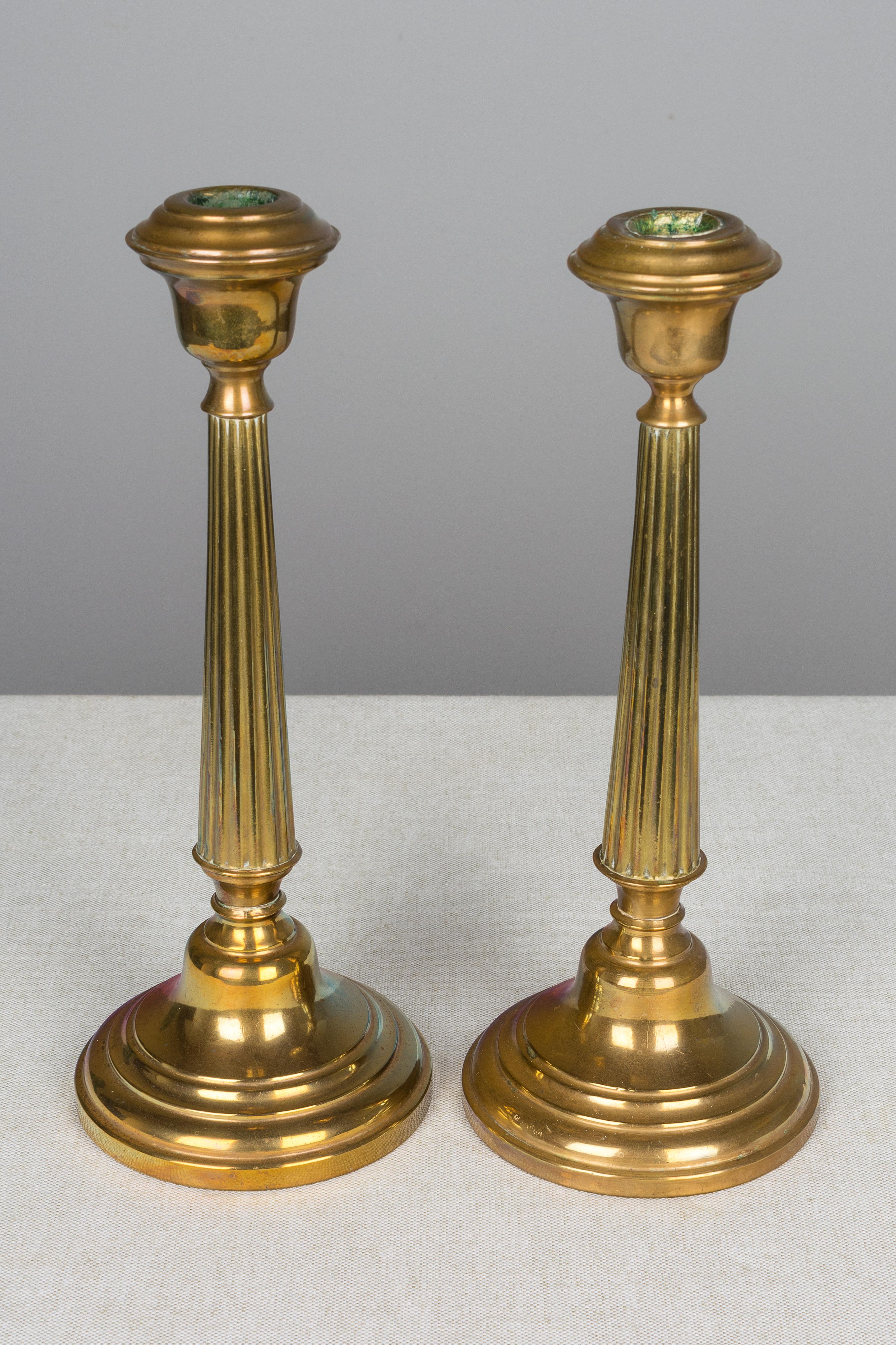 Pair of French Brass Candlesticks In Good Condition In Winter Park, FL
