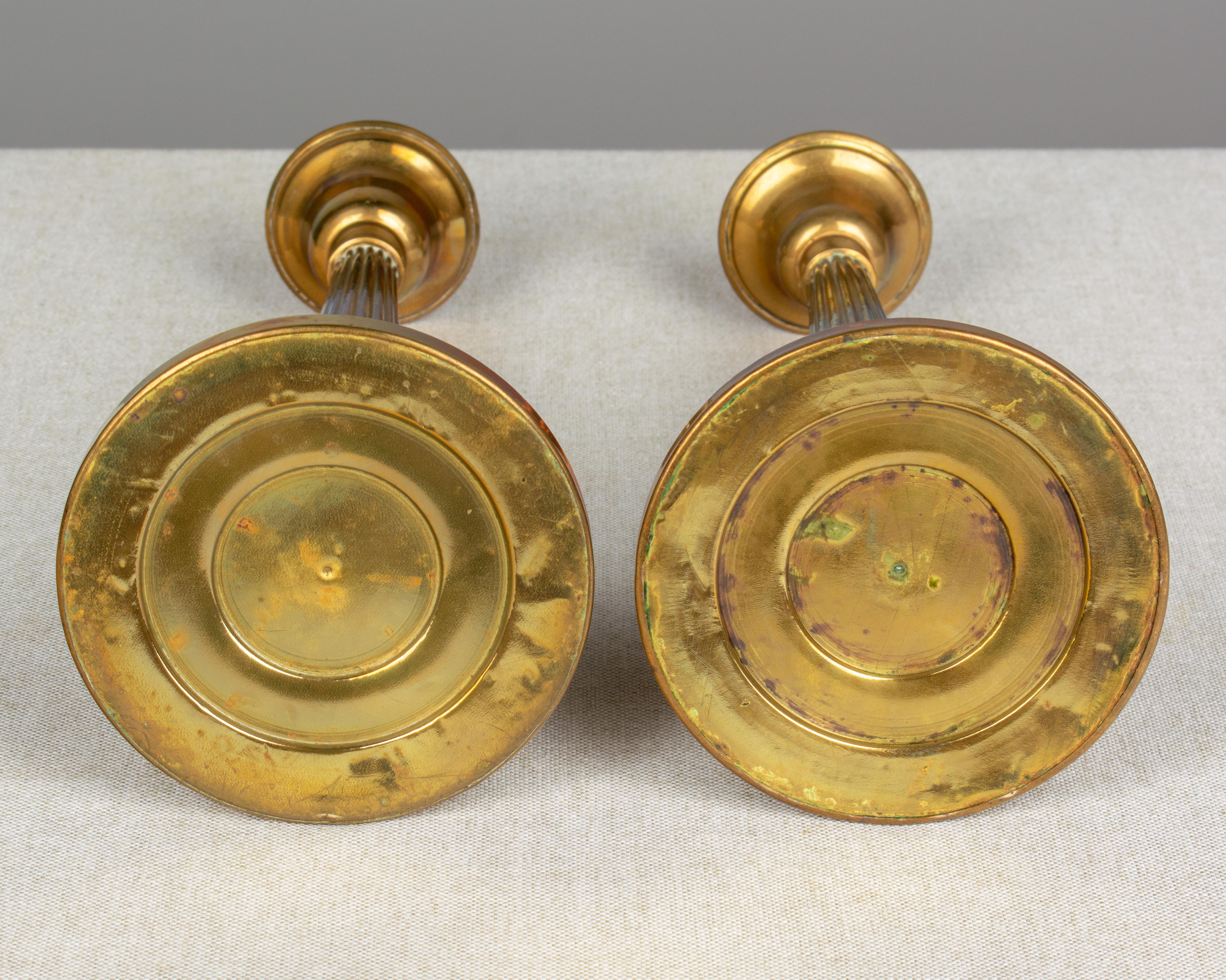 Pair of French Brass Candlesticks 1