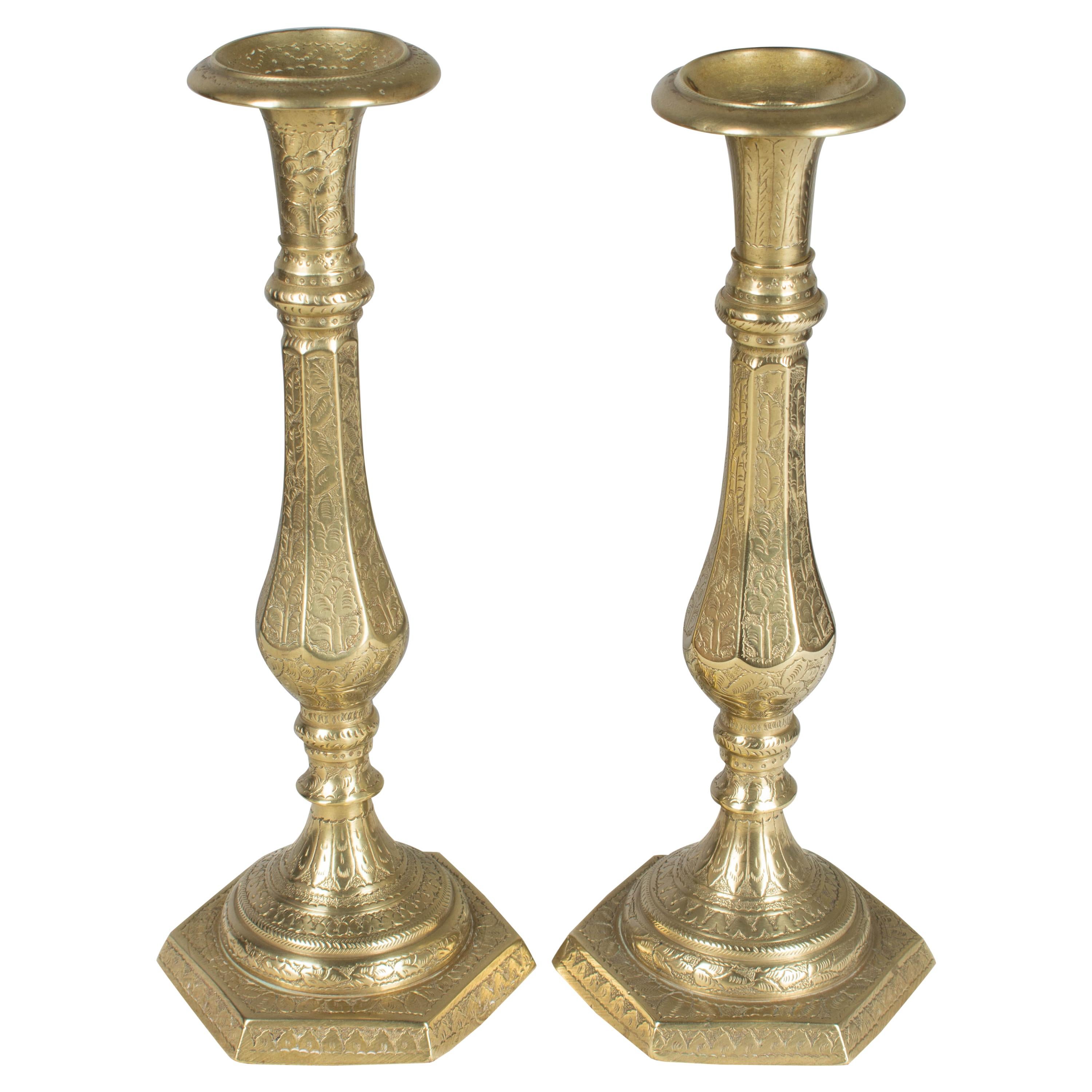 Pair of Antique French Candlesticks, from the Castle of Loyat in