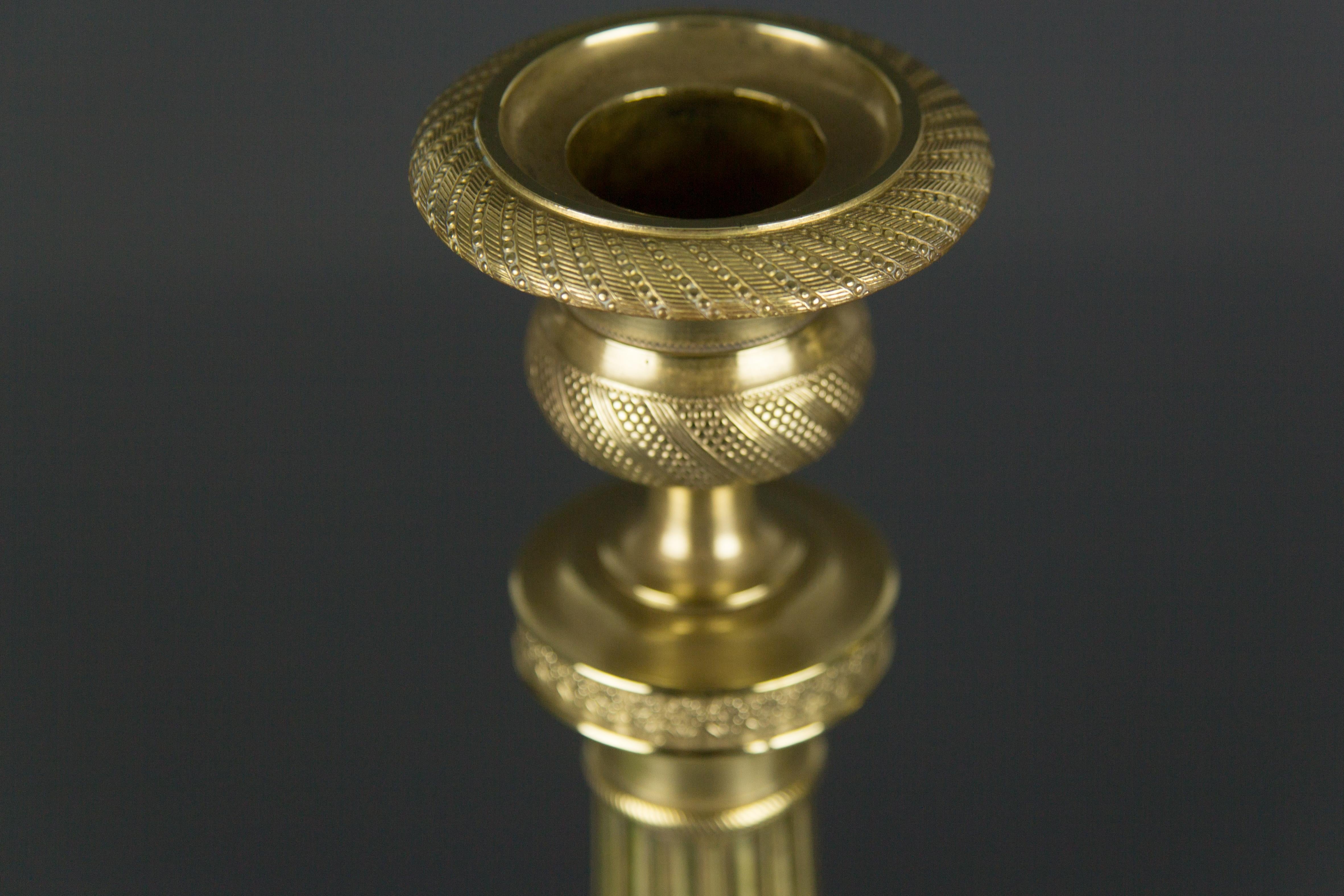 Pair of French Brass Candlesticks with Floral Motifs, 1920s 5