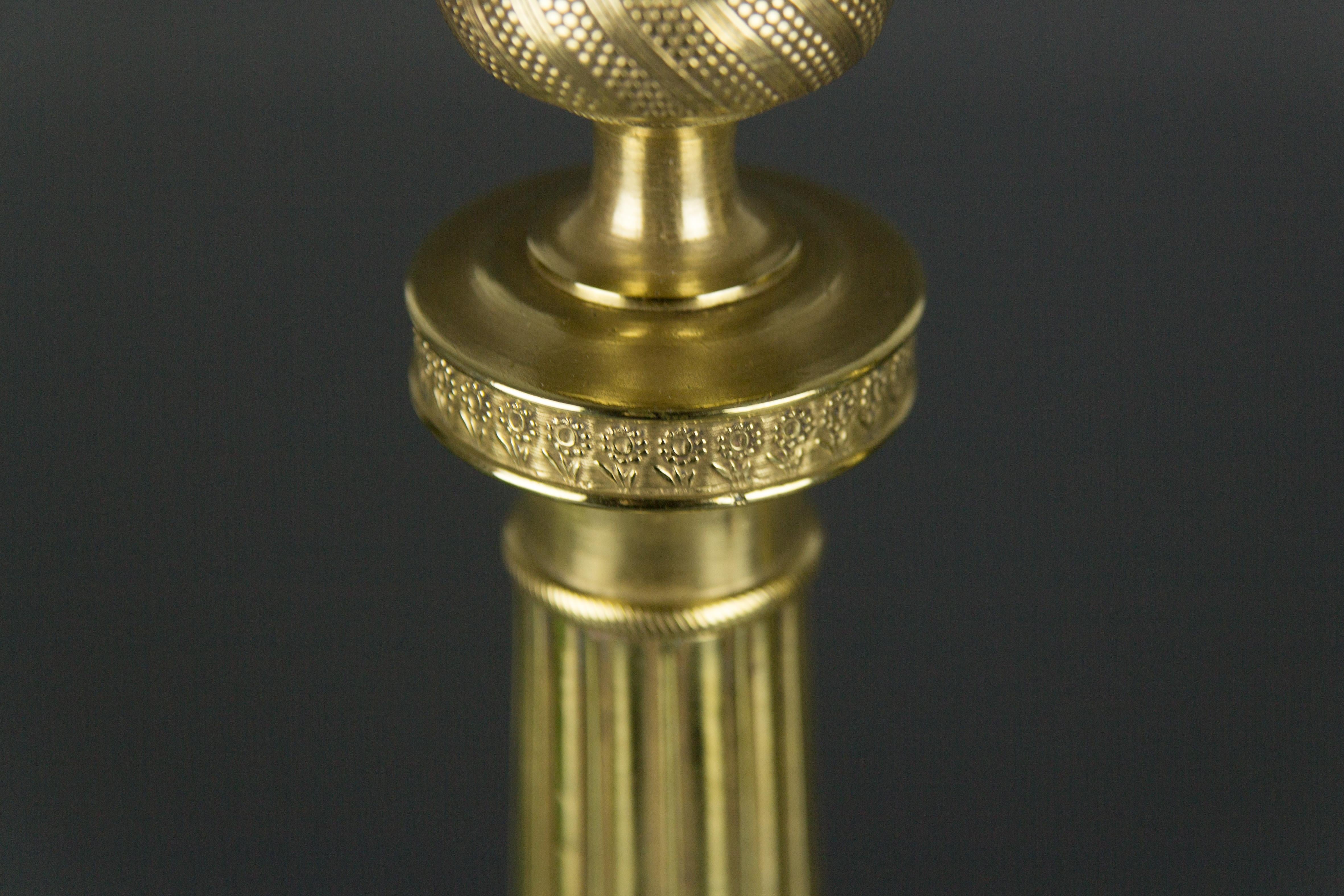 Pair of French Brass Candlesticks with Floral Motifs, 1920s 6