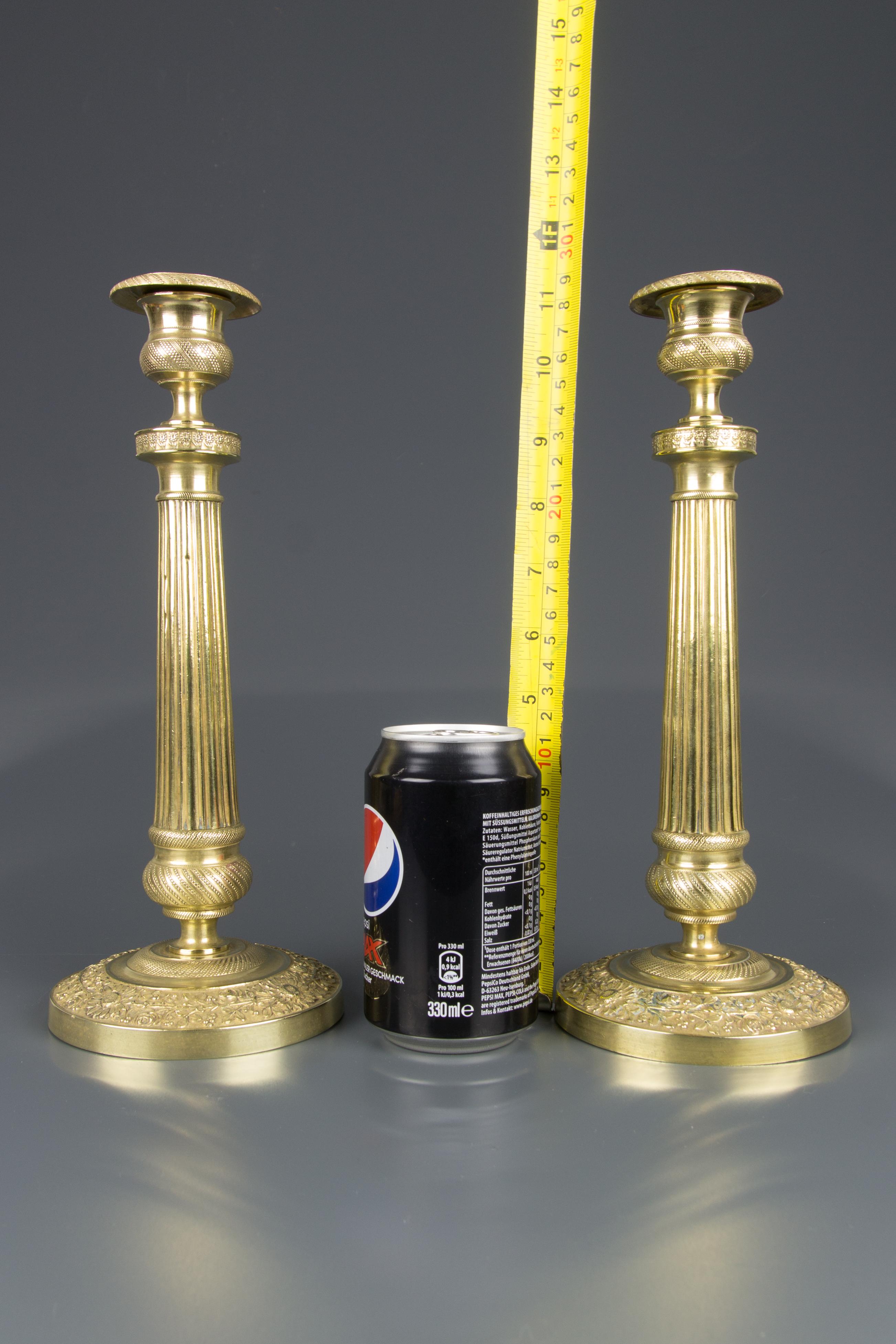 Pair of French Brass Candlesticks with Floral Motifs, 1920s 10