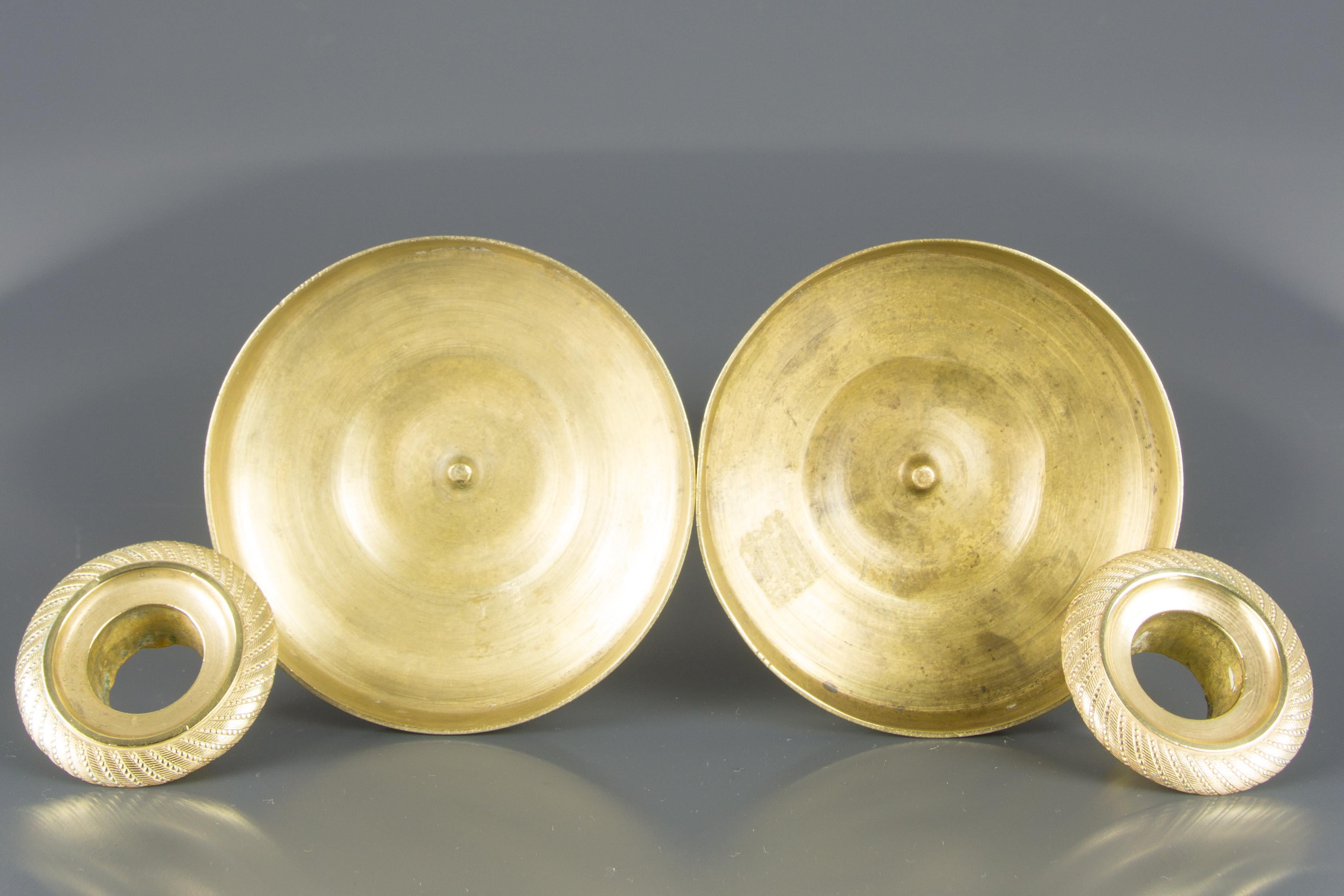 Pair of French Brass Candlesticks with Floral Motifs, 1920s 13