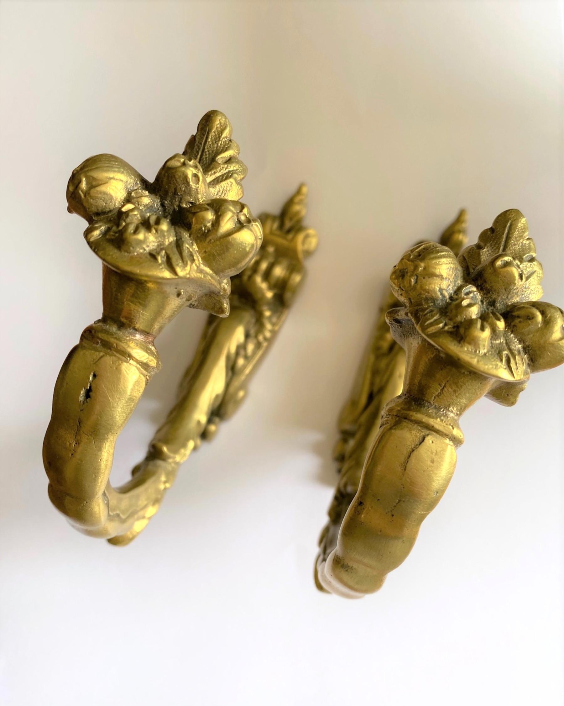 Aesthetic Movement Pair of French Brass Curtain Tie Backs