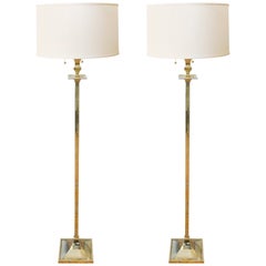 Pair of French Brass Floor Lamps