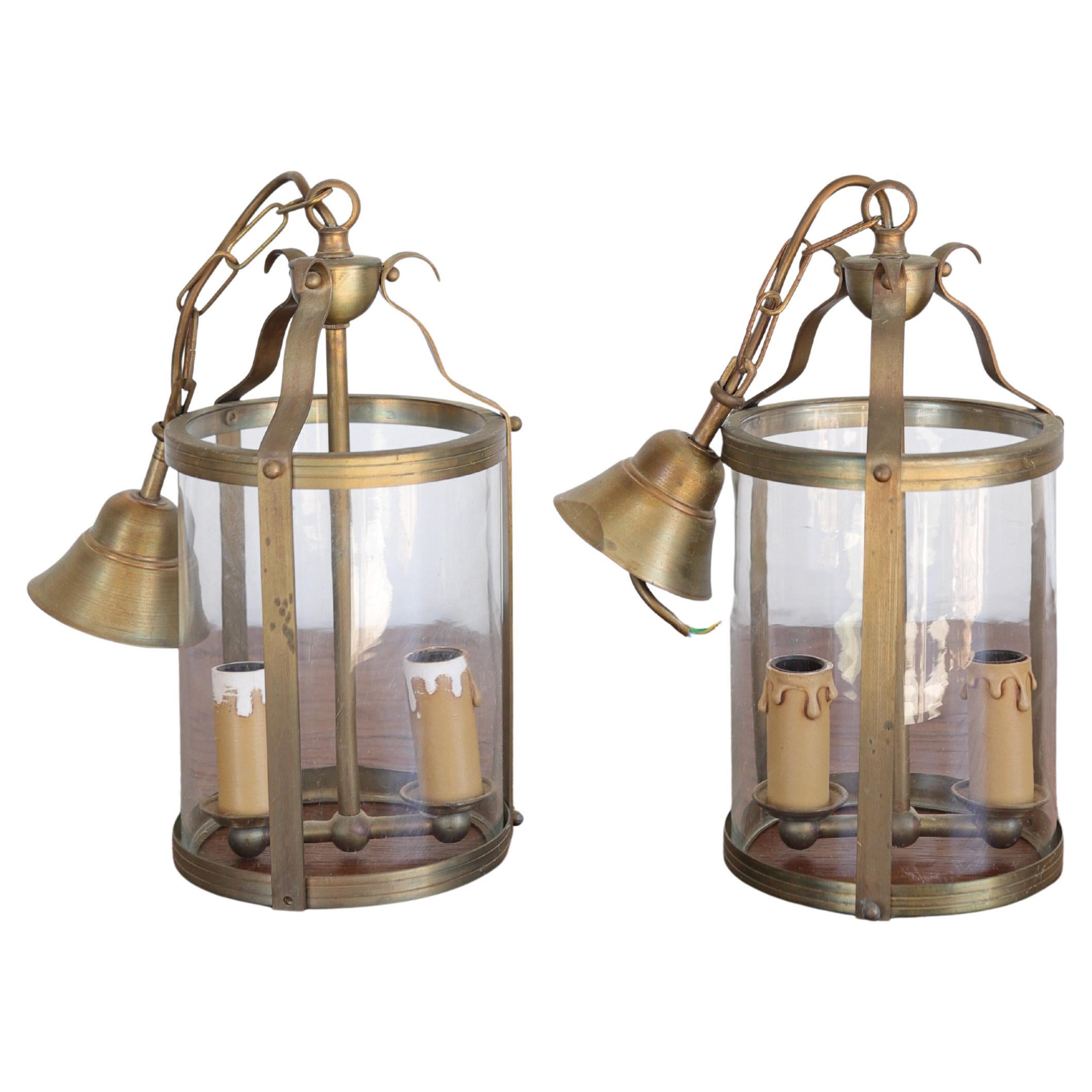 Pair of French Brass Lanterns