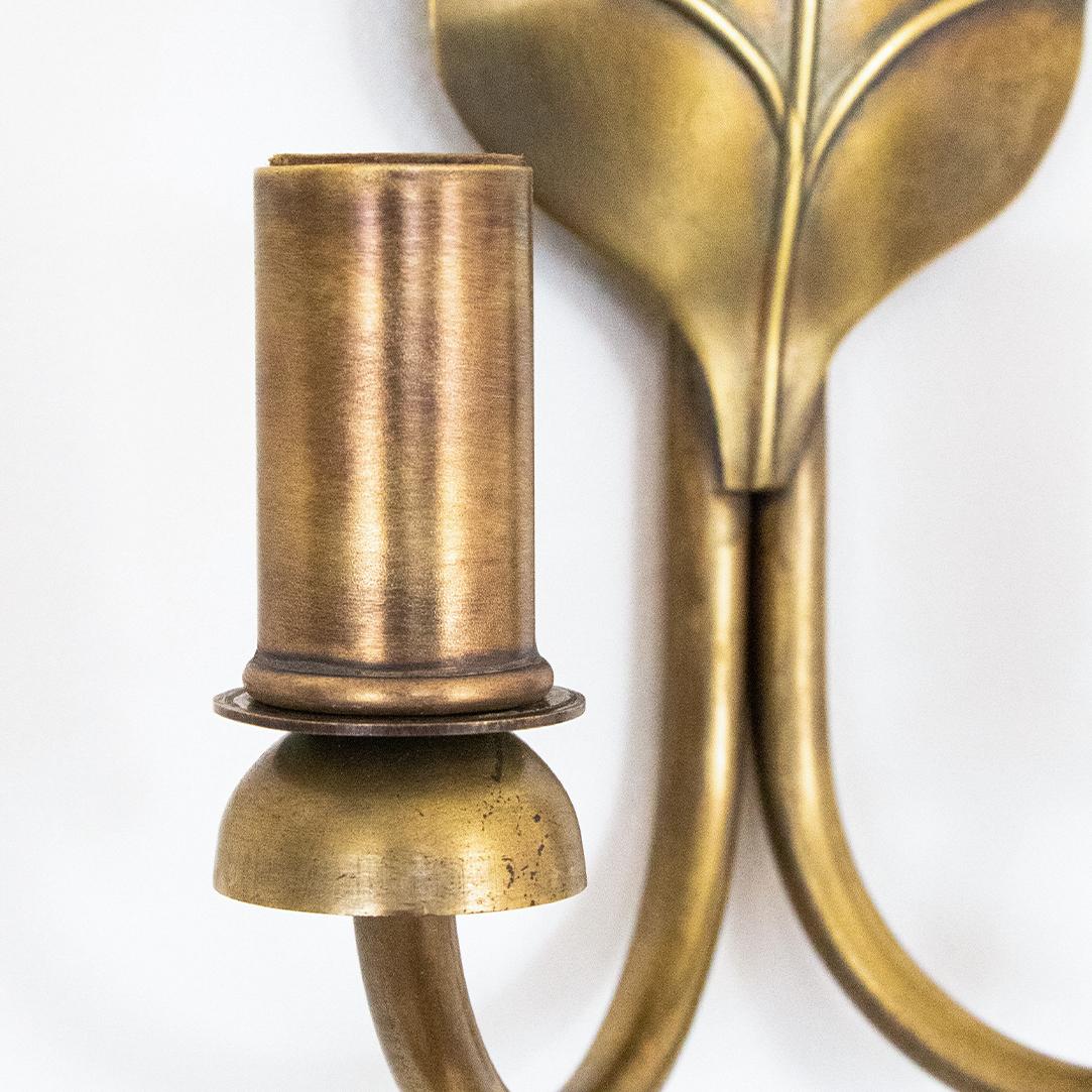 Pair of French Brass Leaf Sconces 3