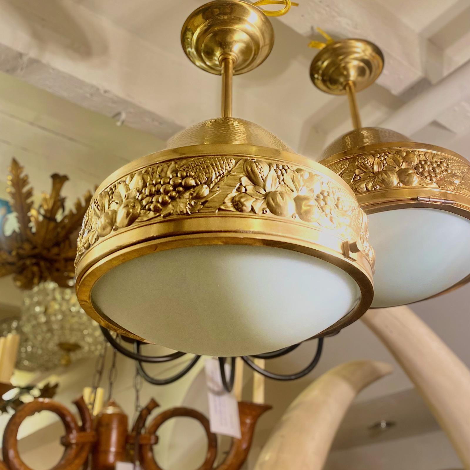 Pair of French Brass Light Fixtures, Sold Individually In Good Condition For Sale In New York, NY
