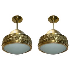 Coppia di lampade francesi in ottone, vendute singolarmente