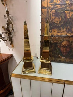 Pair of French Brass Obelisks