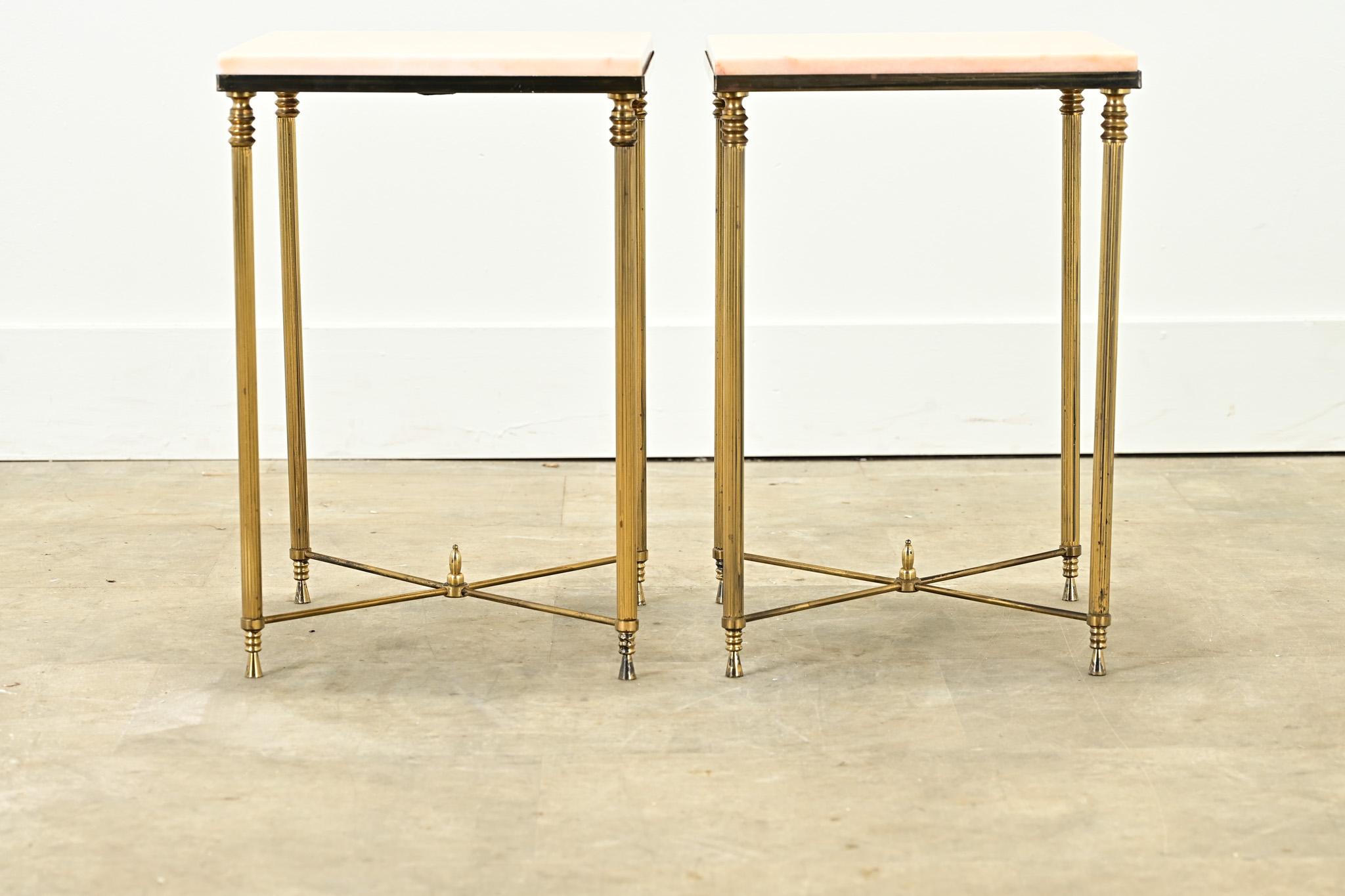 Metalwork Pair of French Brass Occasional Tables