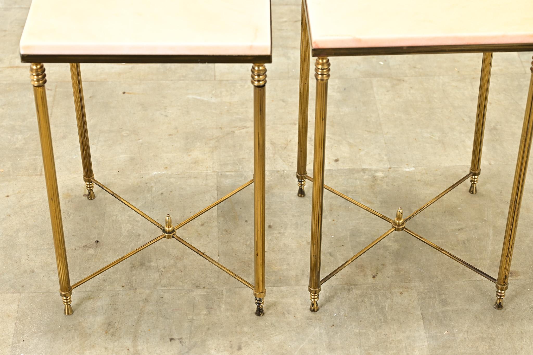 20th Century Pair of French Brass Occasional Tables
