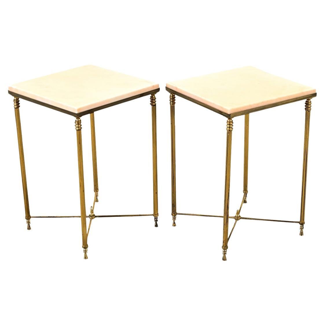 Pair of French Brass Occasional Tables For Sale