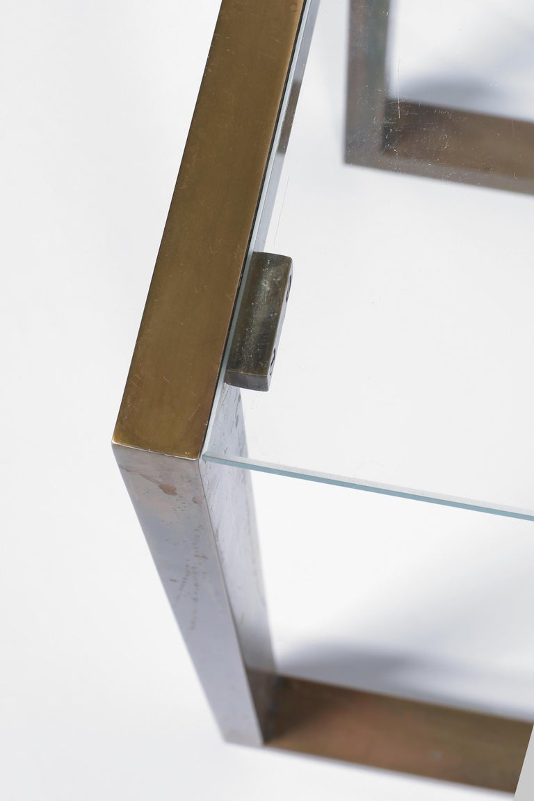 Pair of French Brass Side Tables Sofa End Occasional Modernist For Sale