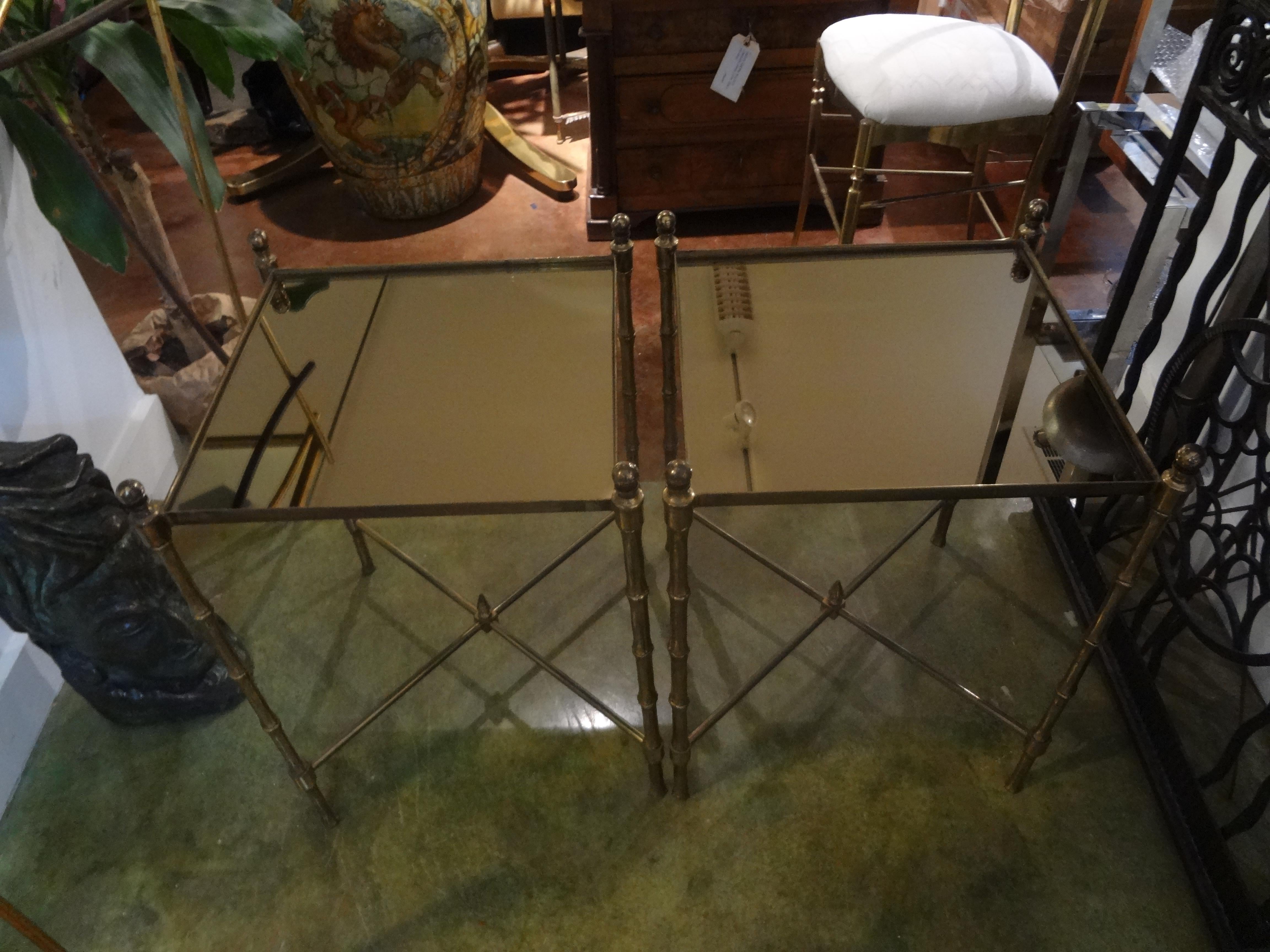 Pair of French Brass Tables in the Manner of Maison Jansen 5