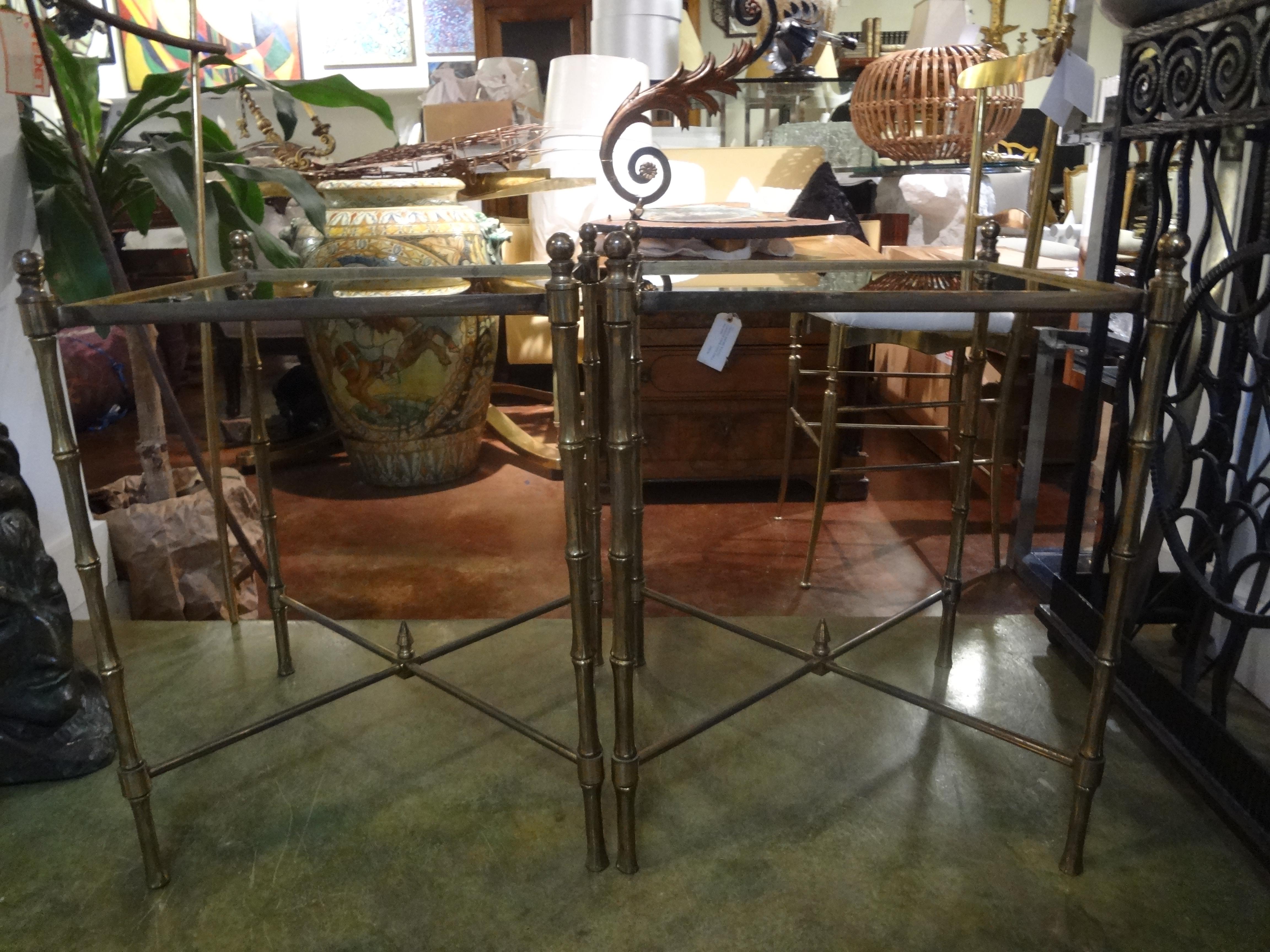 Pair of French Brass Tables in the Manner of Maison Jansen 4