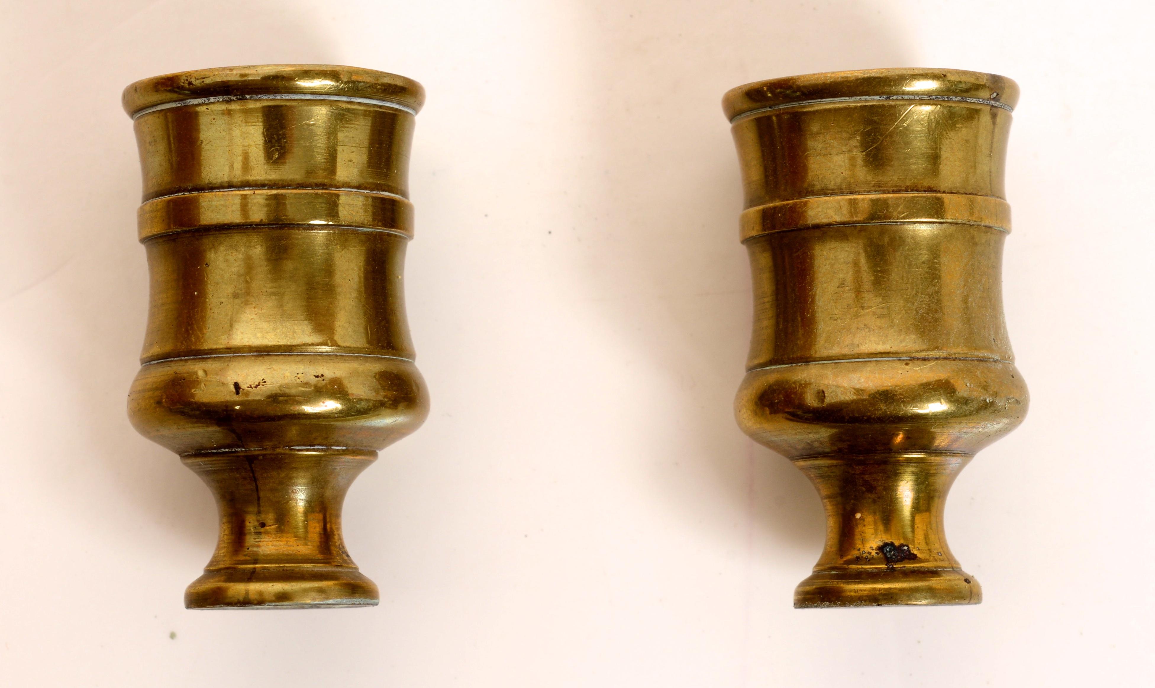 Pair of French Brass Tric Trac Game Table Candlesticks, Louis XVI c1780 4