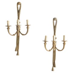 Pair of French Brass Twisted Wall Sconces