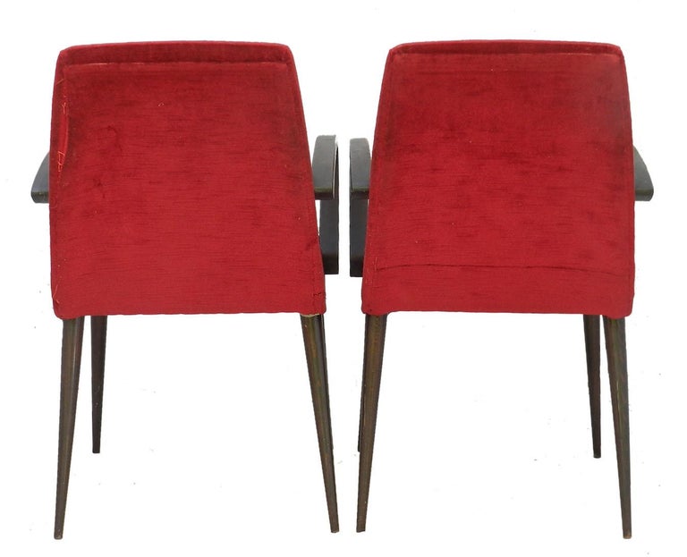 20th Century Pair Art Deco Bridge Chairs to Recover Midcentury Open Armchairs For Sale