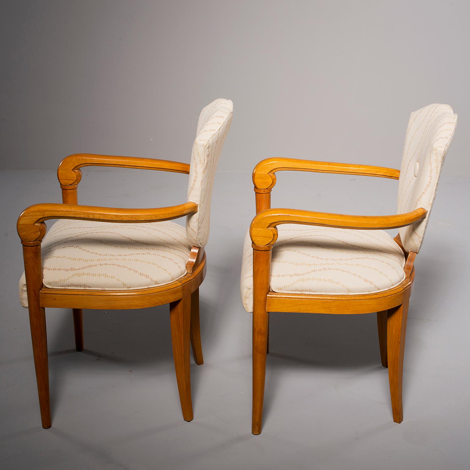 Pair of French Bridge Chairs with Beech Frames and New Upholstery In Good Condition For Sale In Troy, MI