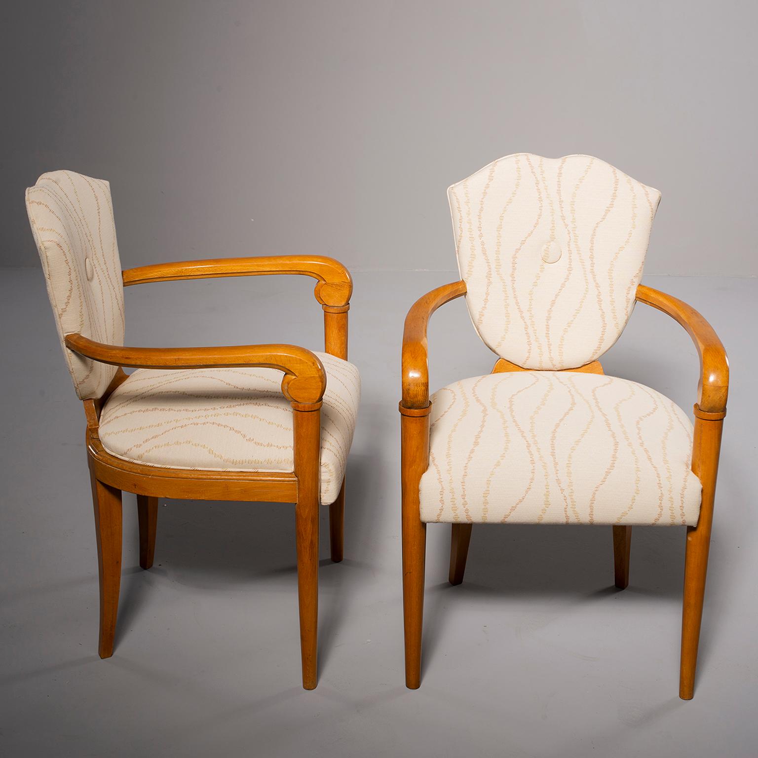 20th Century Pair of French Bridge Chairs with Beech Frames and New Upholstery For Sale