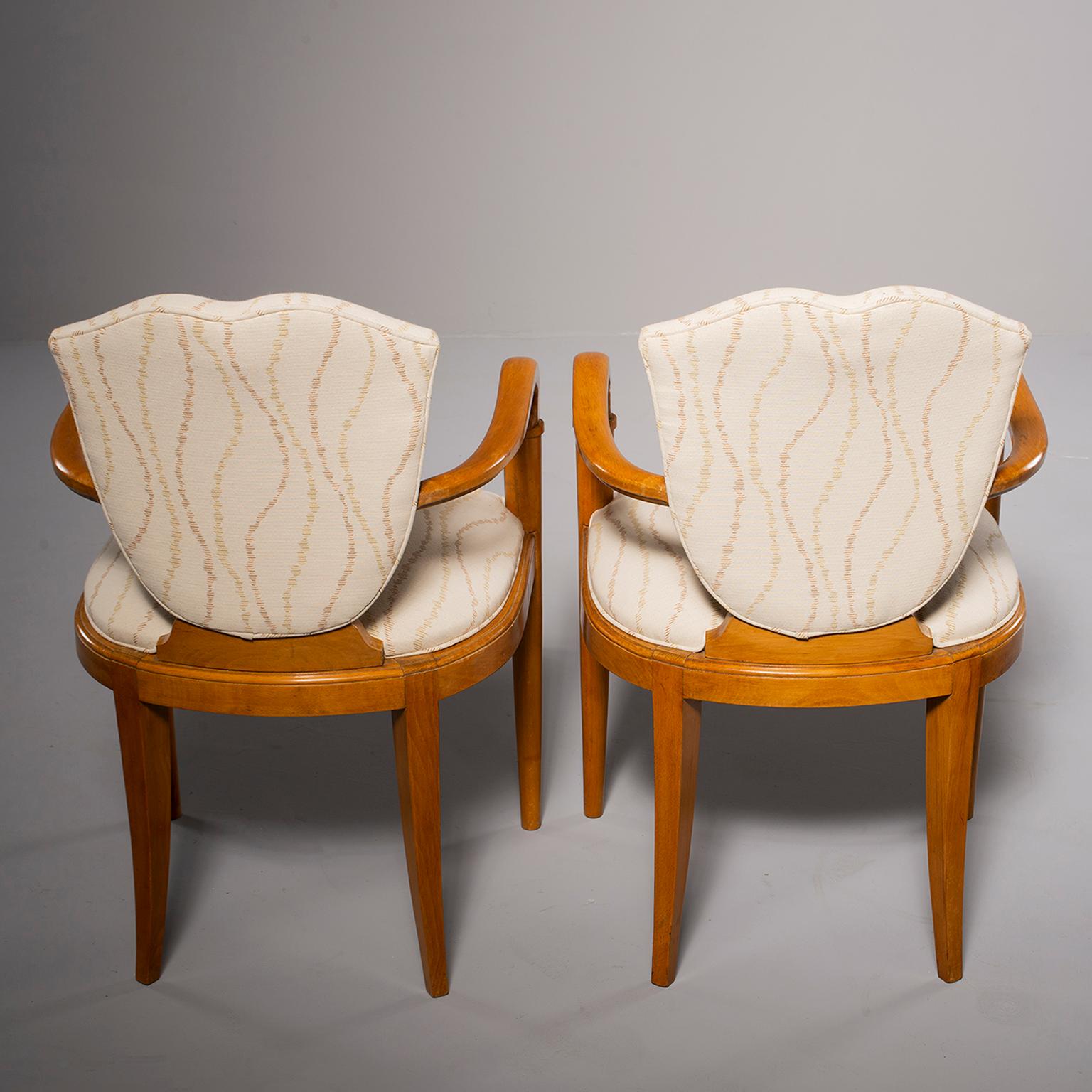 Pair of French Bridge Chairs with Beech Frames and New Upholstery For Sale 1