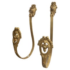 Antique Pair of French Bronze and Brass Curtain Tiebacks or Curtain Holder, 19th Century