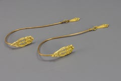 Pair of French Bronze and Brass Curtain Tiebacks or Curtain Holders, ca. 1920