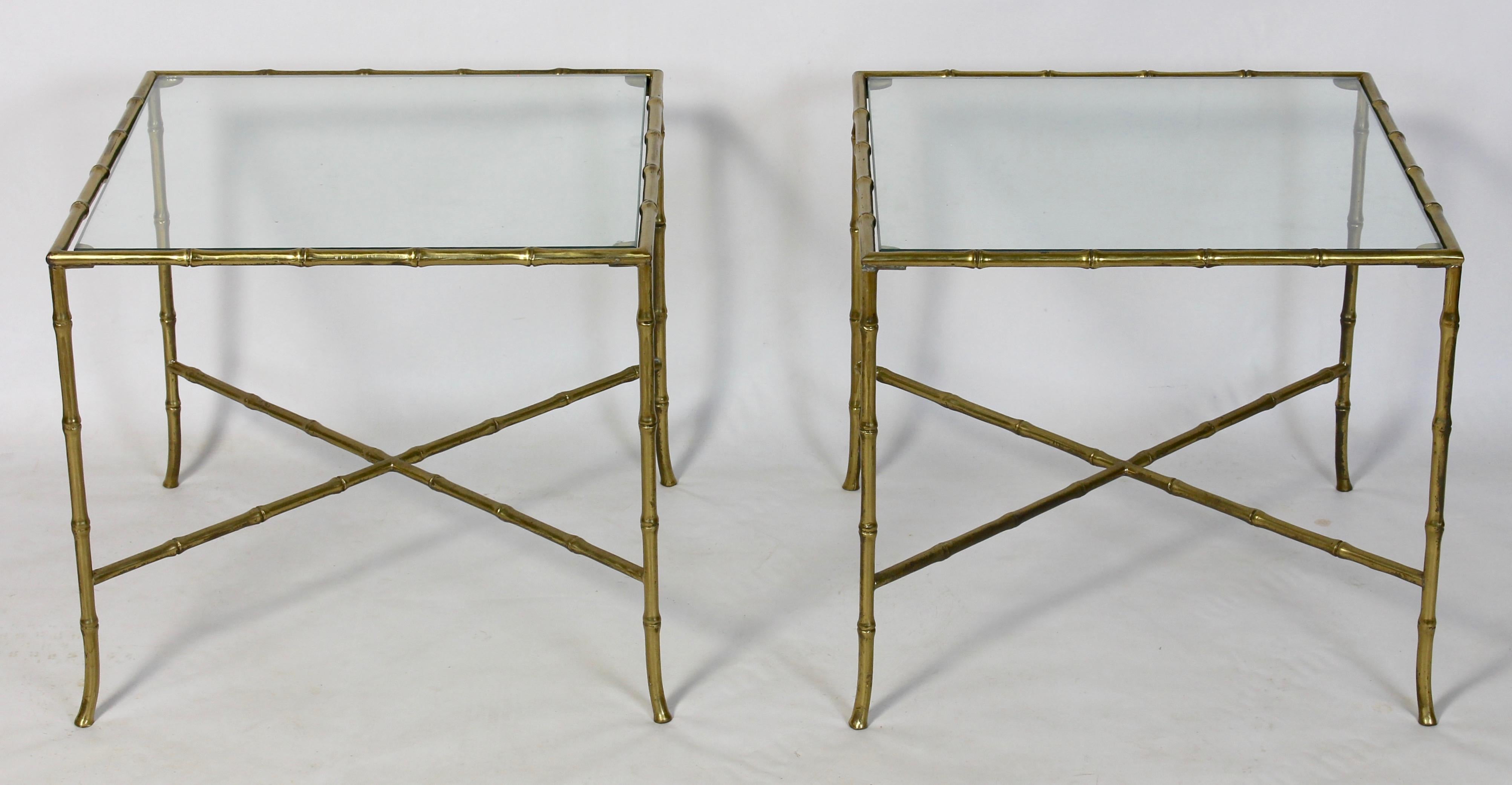 Pair of French Bronze and Glass Tables by Bagues In Good Condition In Kilmarnock, VA