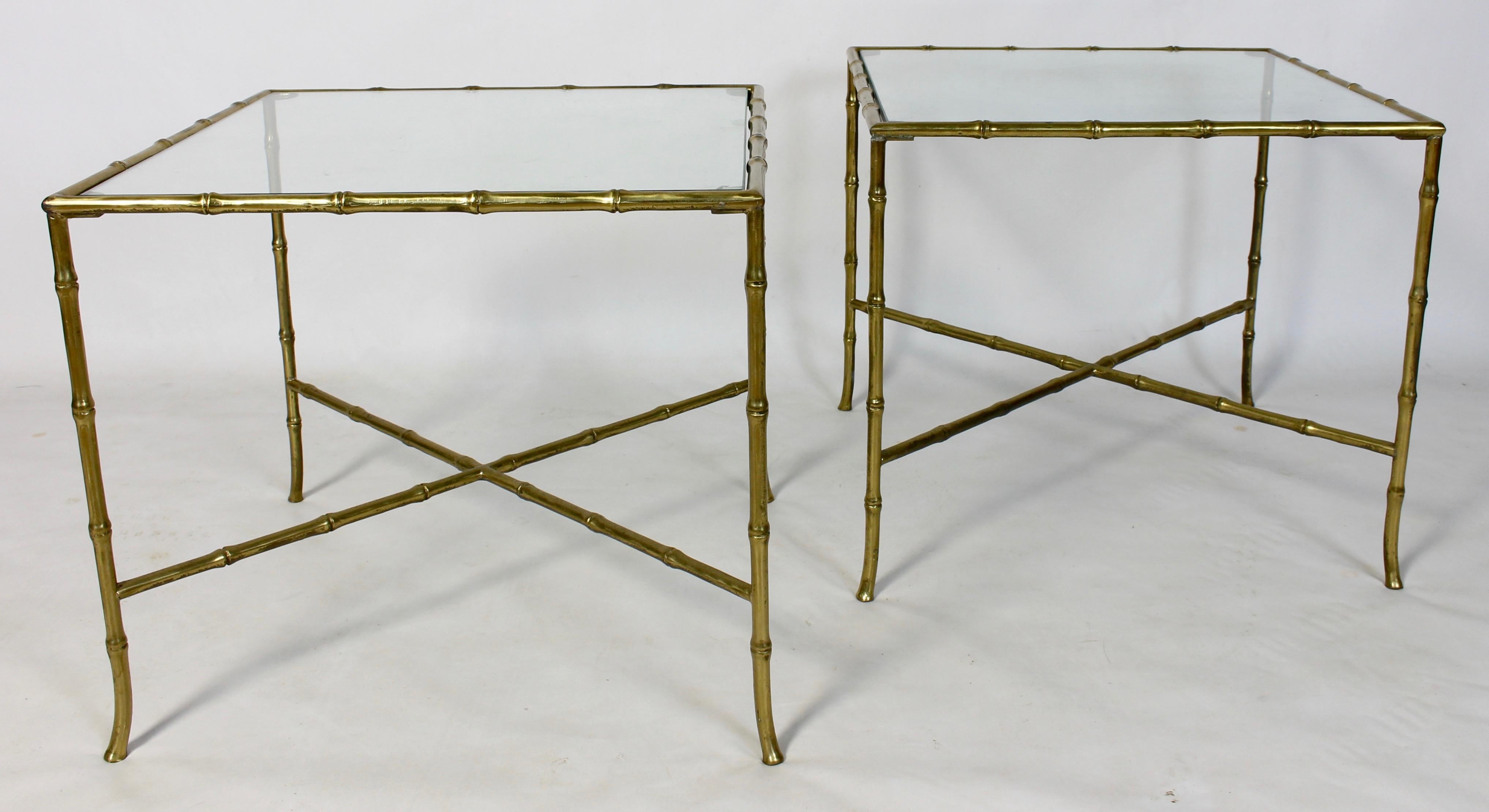 Pair of French Bronze and Glass Tables by Bagues 1