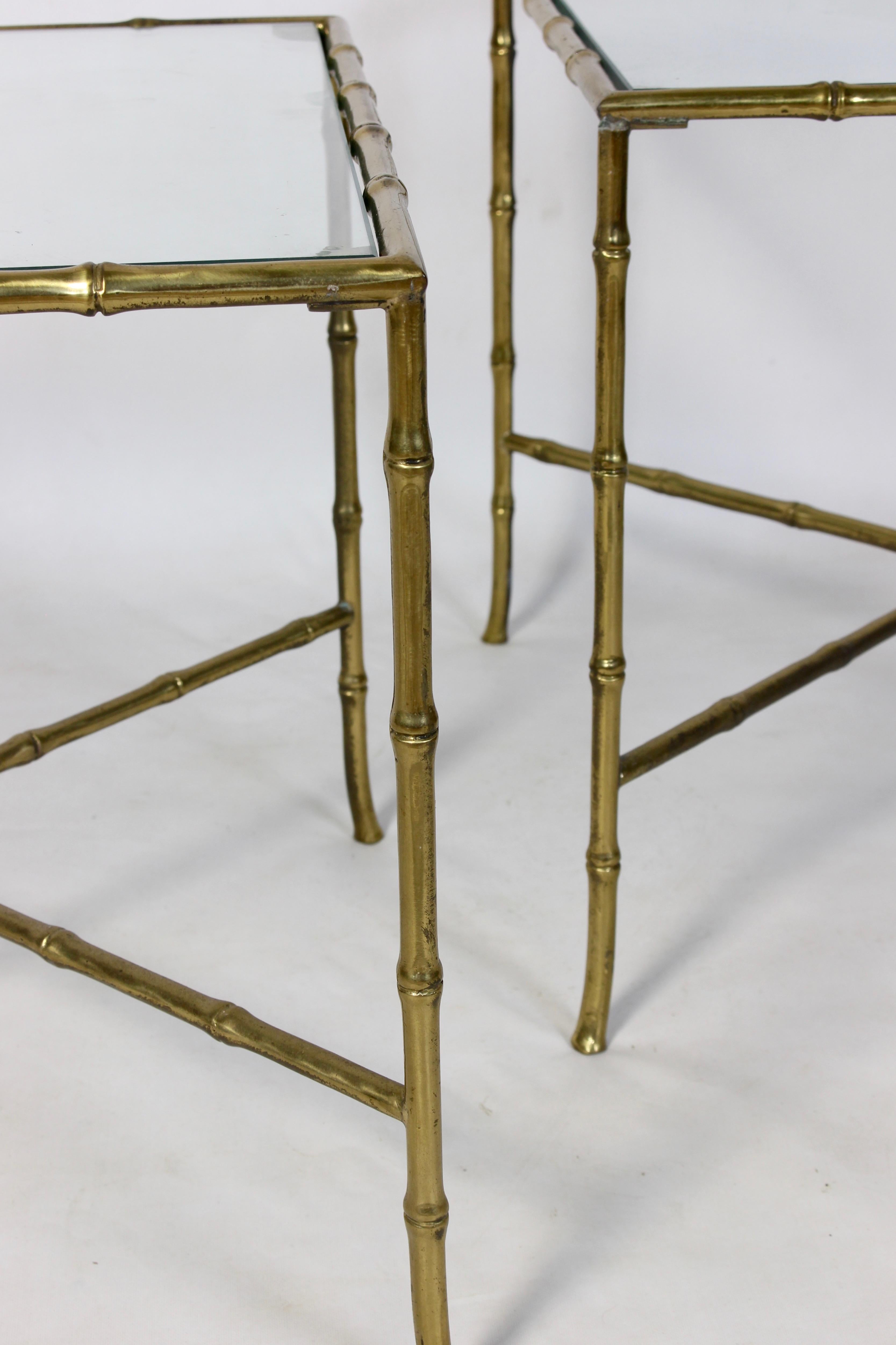 Pair of French Bronze and Glass Tables by Bagues 2