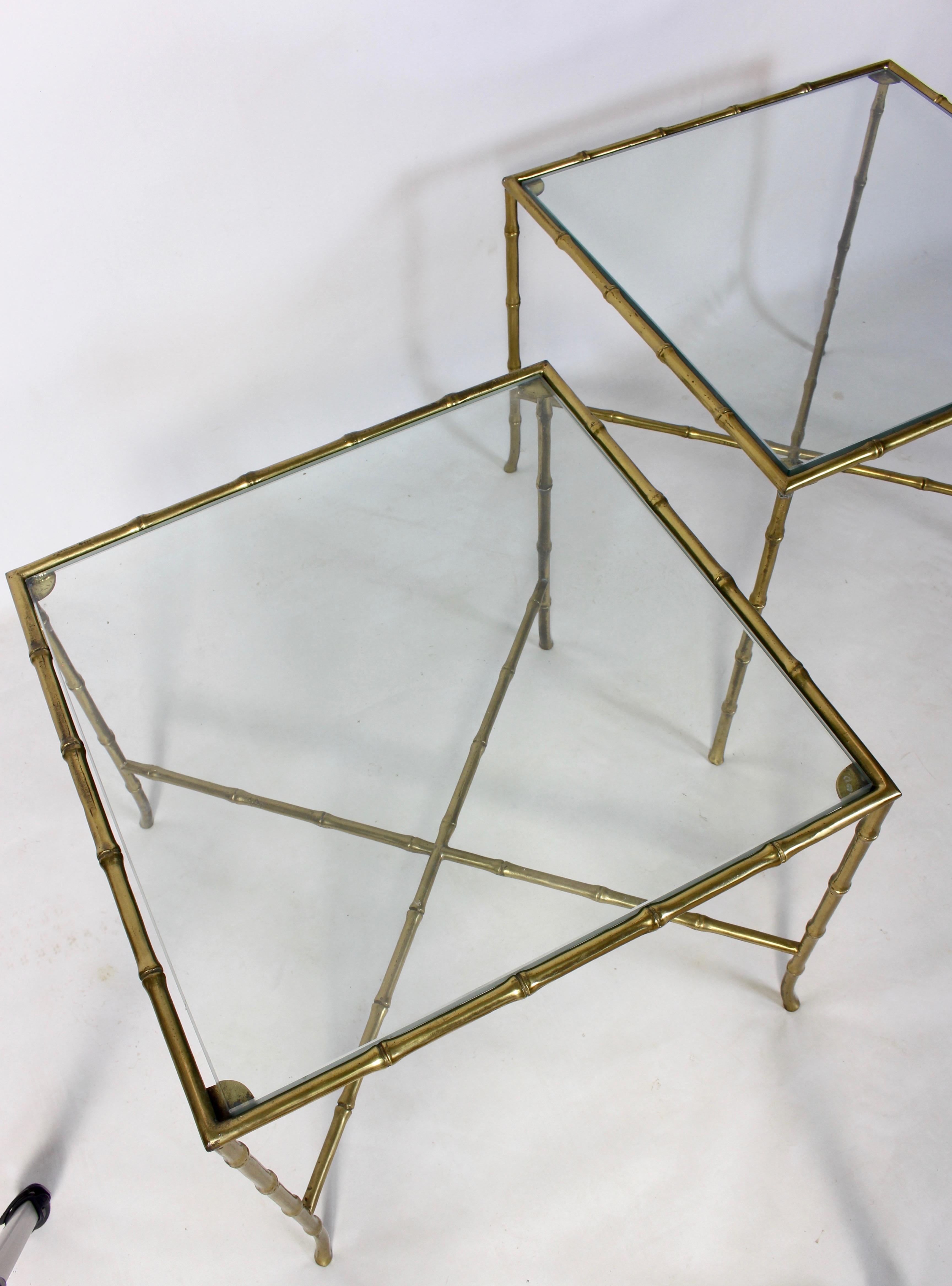 Pair of French Bronze and Glass Tables by Bagues 3