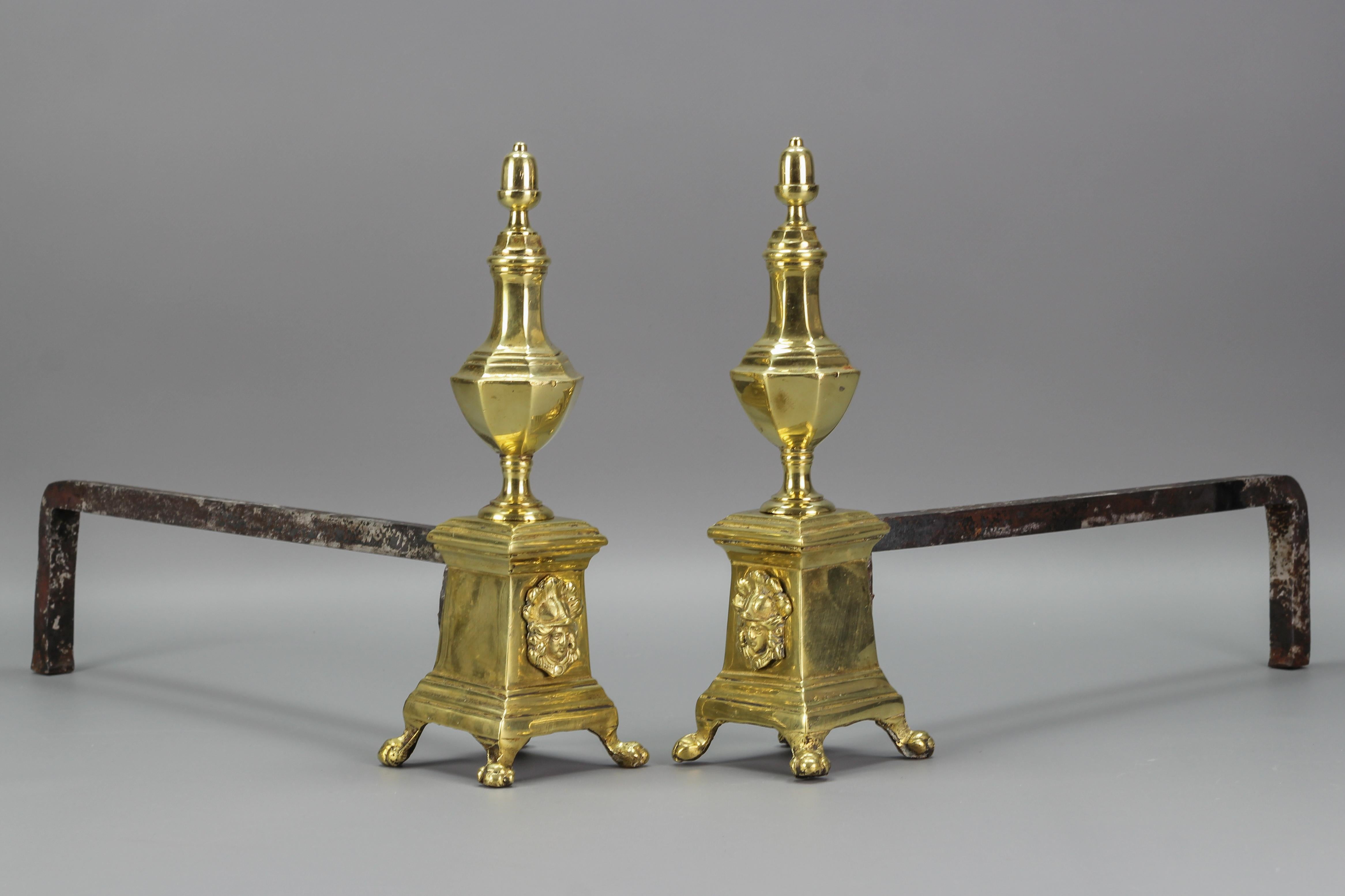 Pair of French Bronze and Iron Firedogs, Early 20th Century For Sale 11