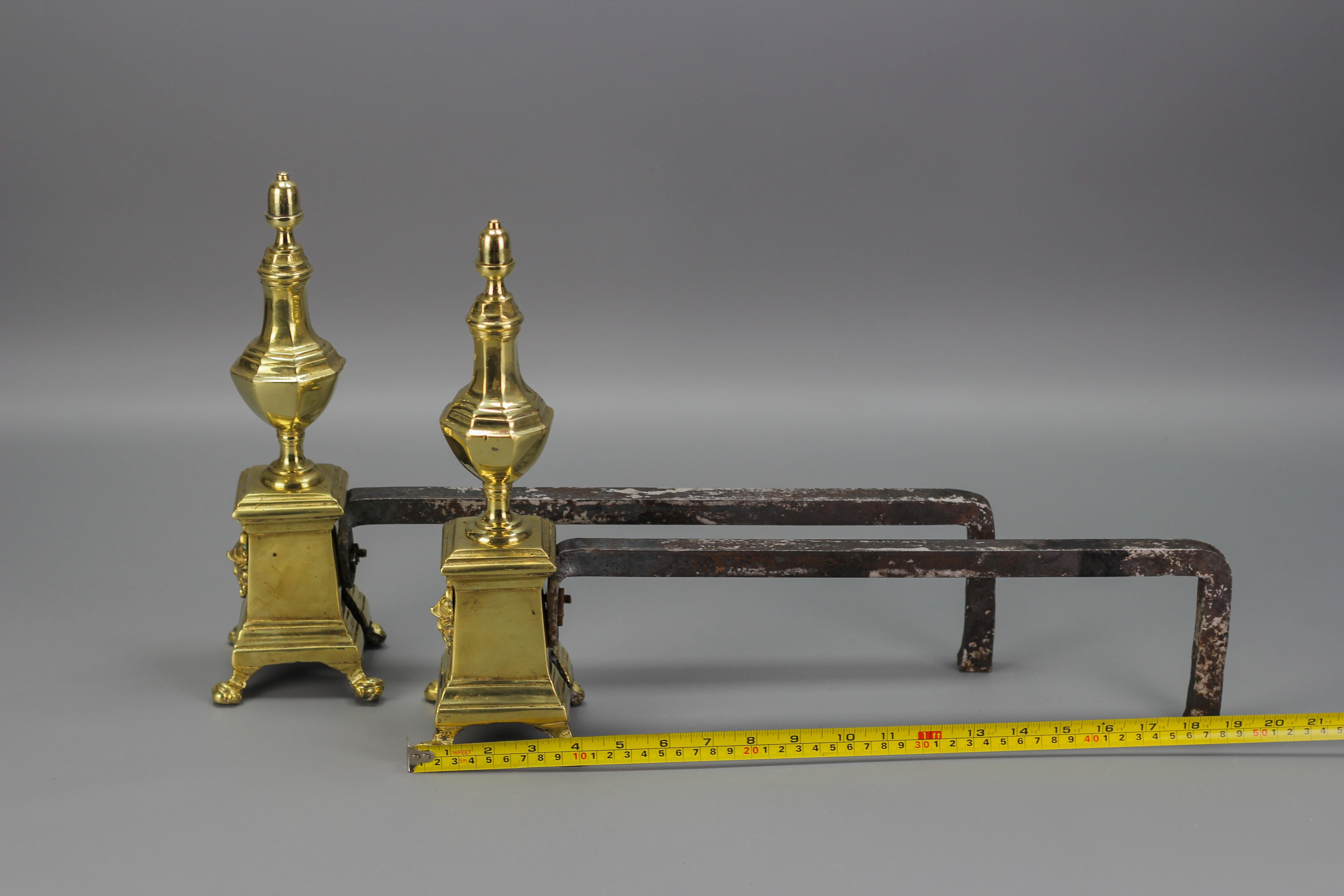 Paar französische Feuerböcke aus Bronze und Eisen, frühes 20. Jahrhundert im Angebot 14