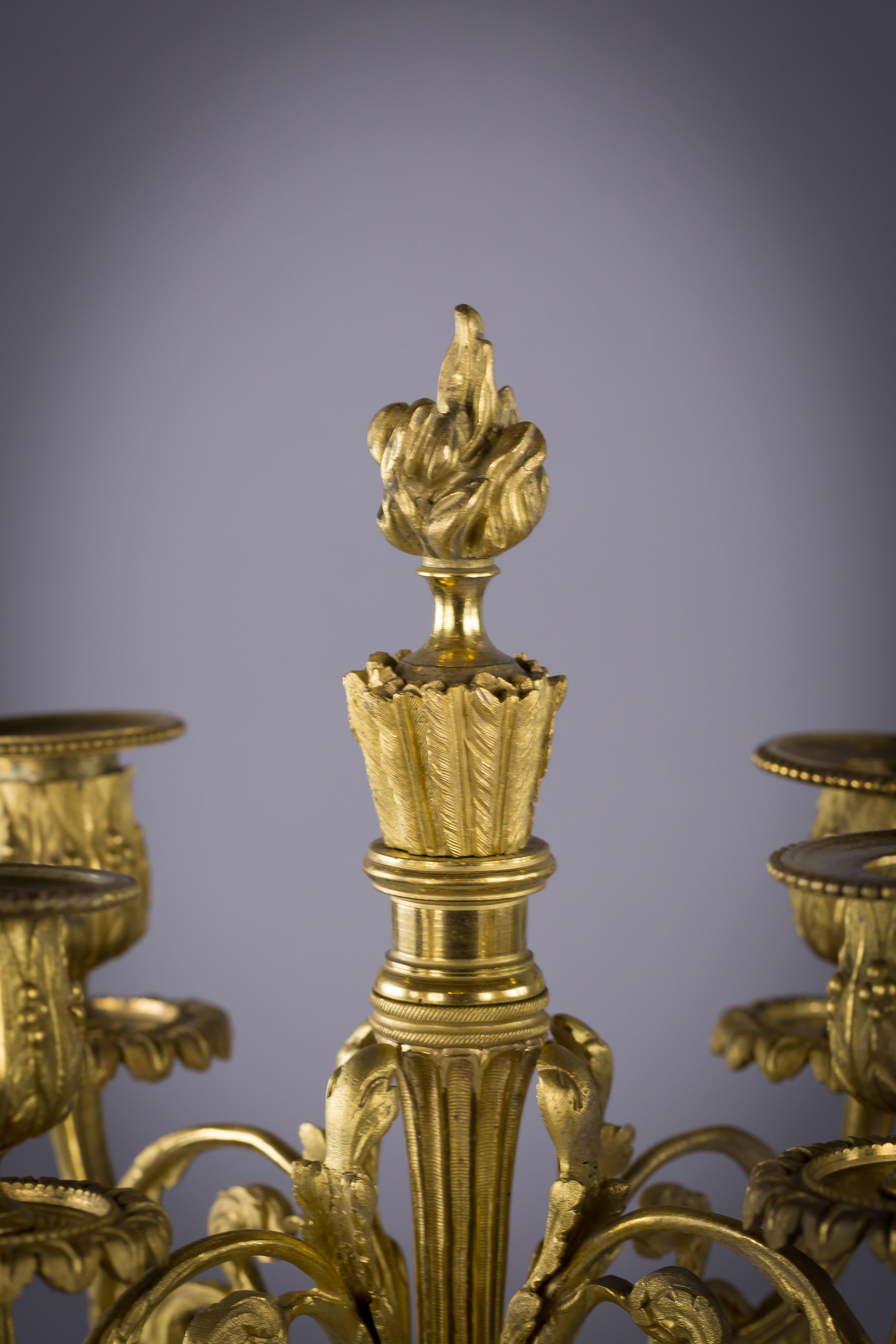 Pair of French bronze and marble candelabras, circa 1860.